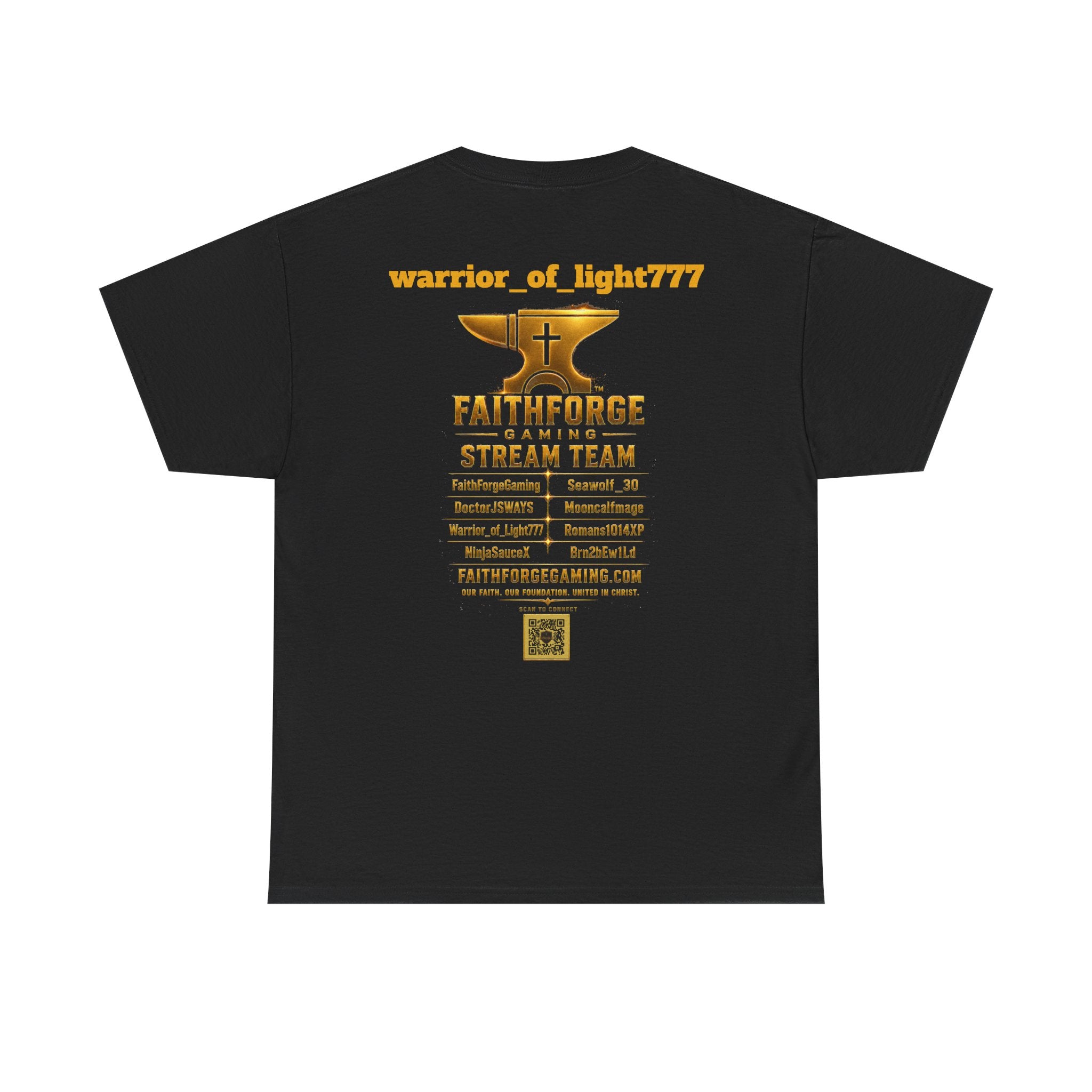 FaithForgeGaming Tee — FaithForge Stream Team Black Graphic T‑Shirt -warrior_of_light777