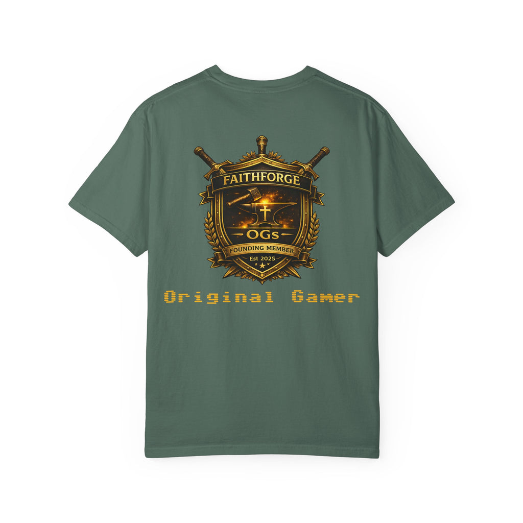 FaithForge OG Gaming T-Shirt — Logo Tee with Anvil & Cross (Christian Gamer Apparel)