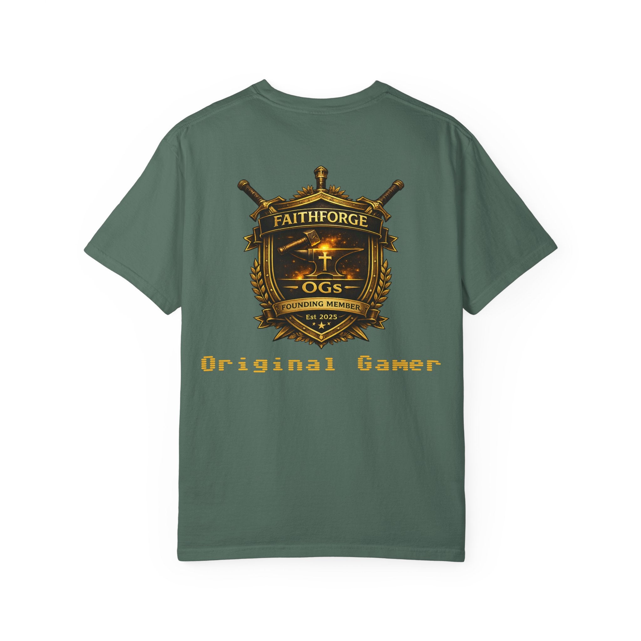 FaithForge OG Gaming T-Shirt — Logo Tee with Anvil & Cross (Christian Gamer Apparel)
