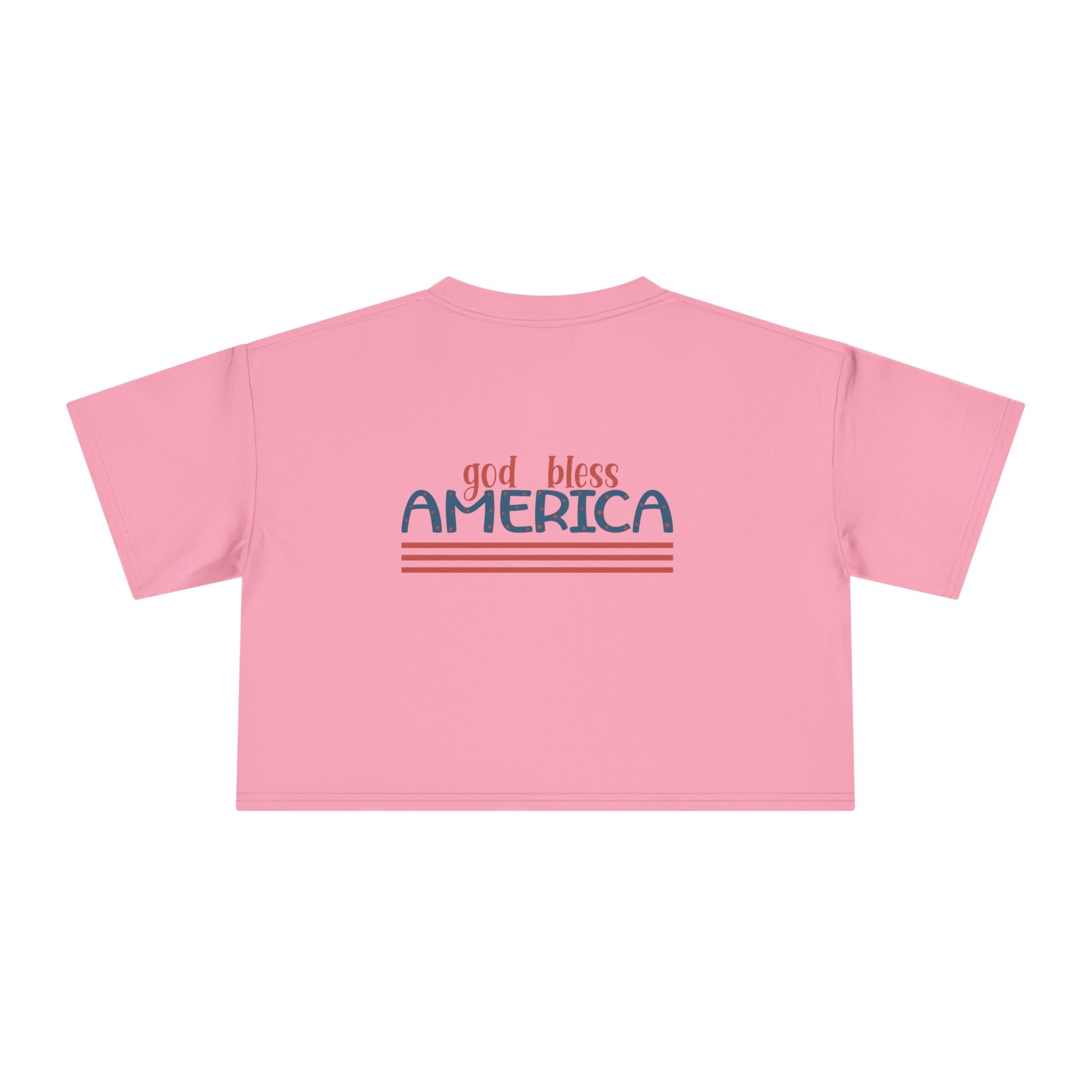 Women's Crop Tee — 'God Bless America' Patriotic Flag Print