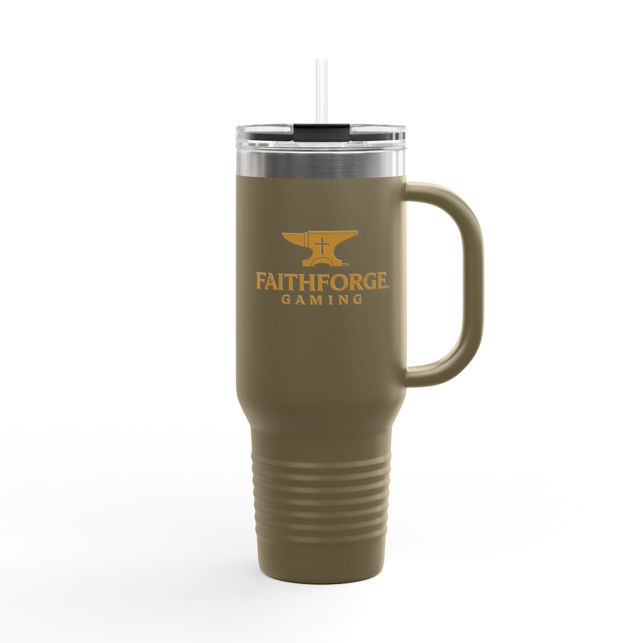 40oz Insulated Travel Mug — FaithForge Gaming Logo