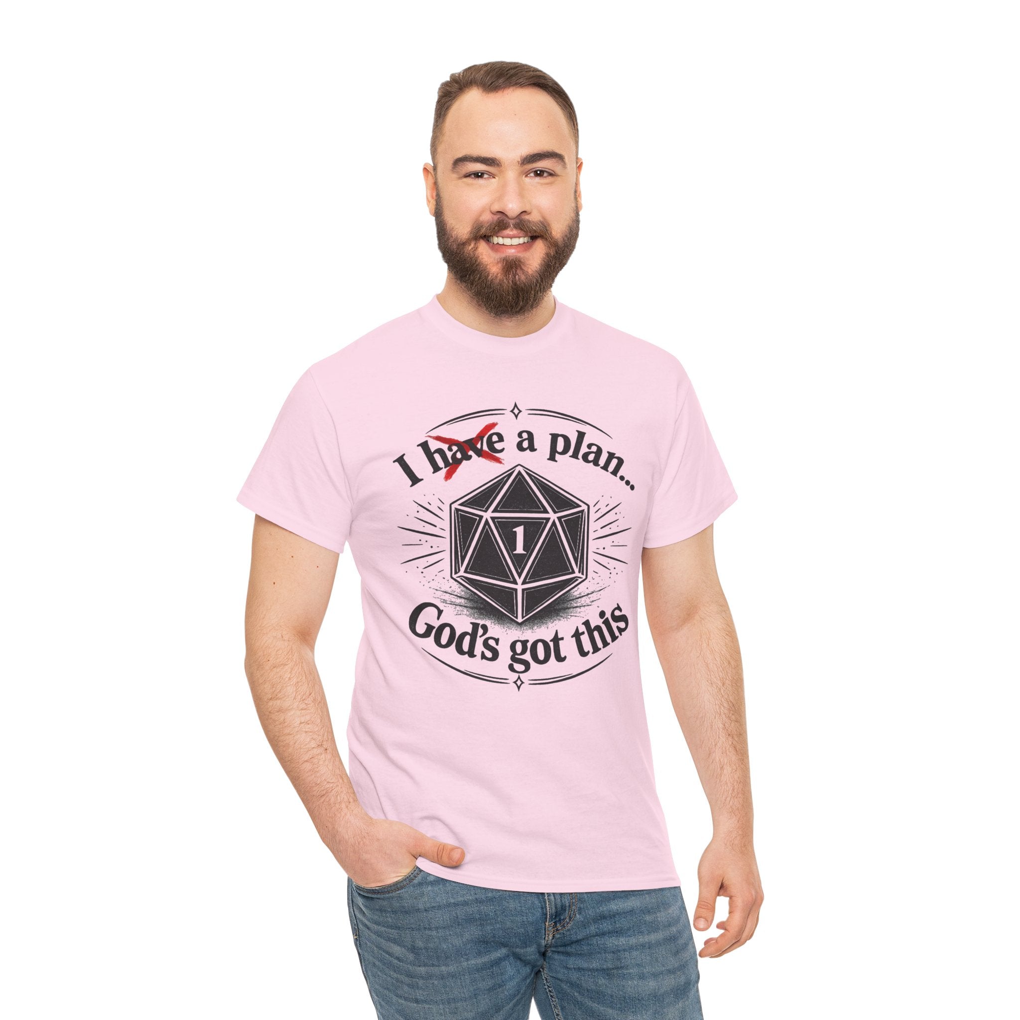 I XhaveX a plan... God’s Got This T-Shirt Dark — D20 Dice Faith Gamer Tee