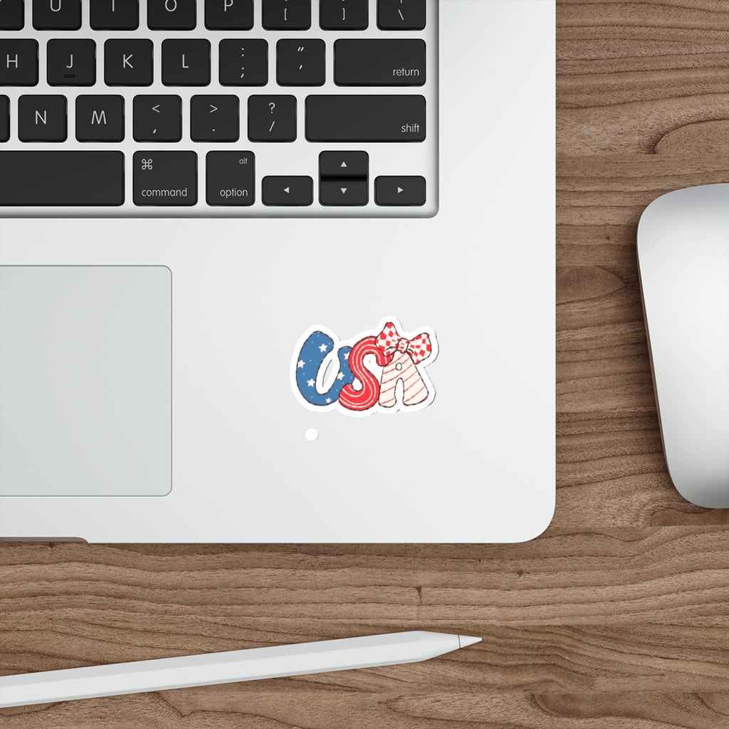 USA Patriotic Die-Cut Sticker — Red White Blue Stars & Stripes