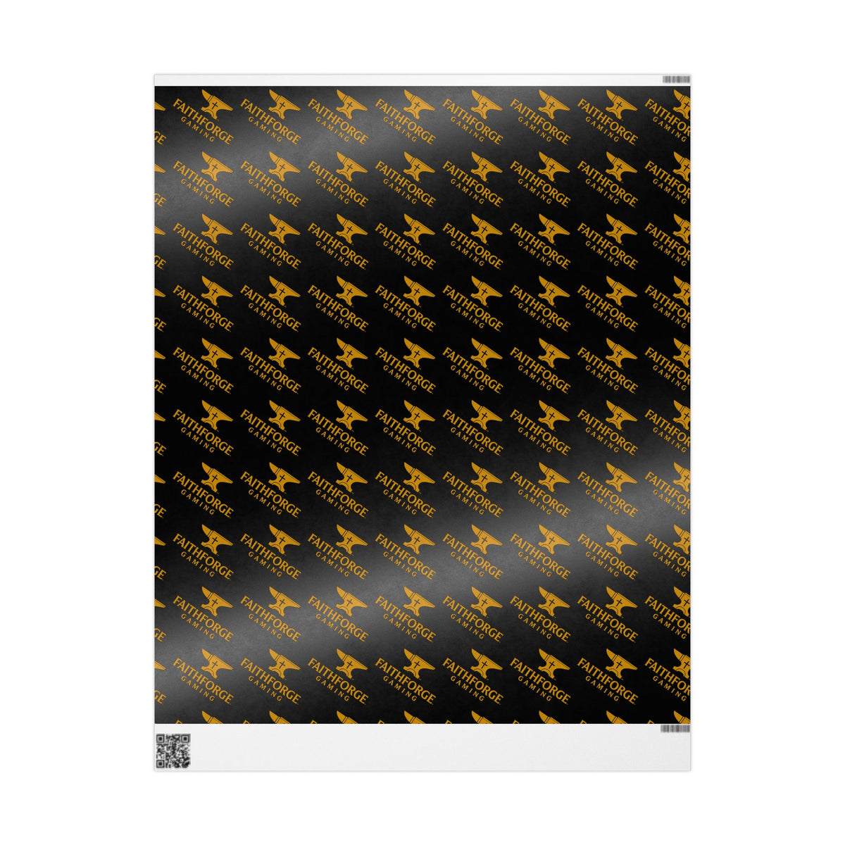 FFG Logo Wrapping Paper – Black & Gold "Faithforge Gaming" Design