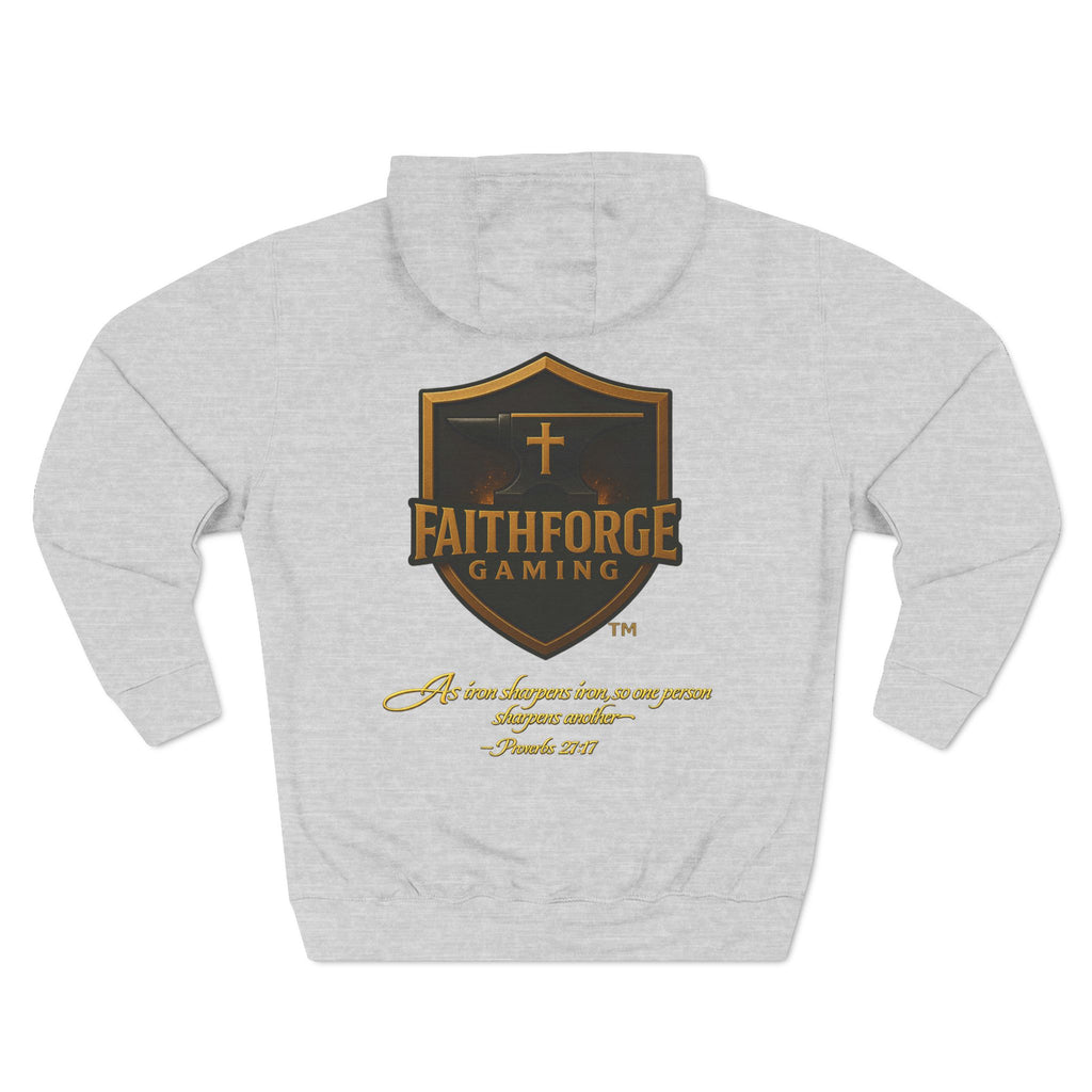 Faithforge Gaming Hoodie — Faith Quote Shield Logo Fleece Hoodie