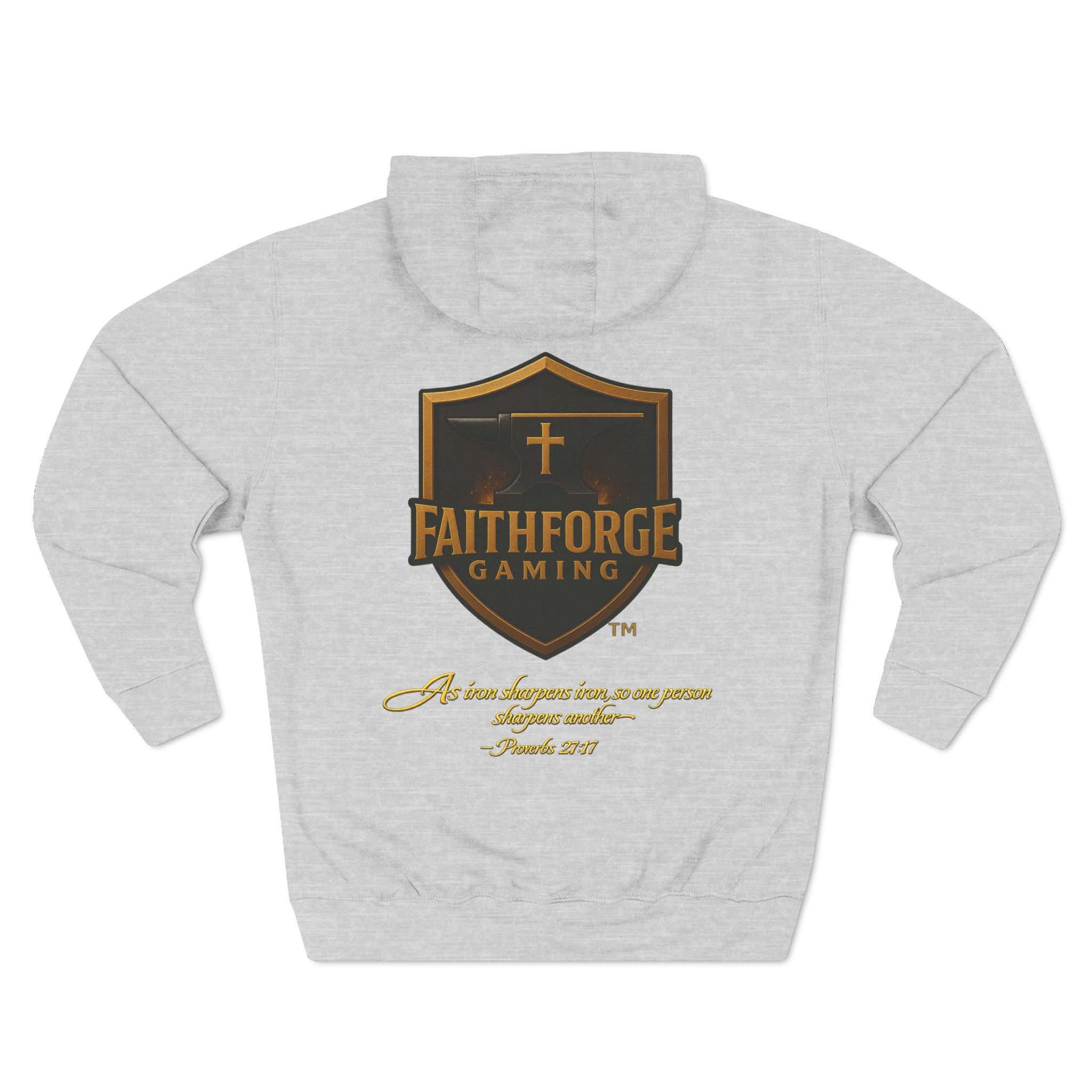 Faithforge Gaming Hoodie — Faith Quote Shield Logo Fleece Hoodie