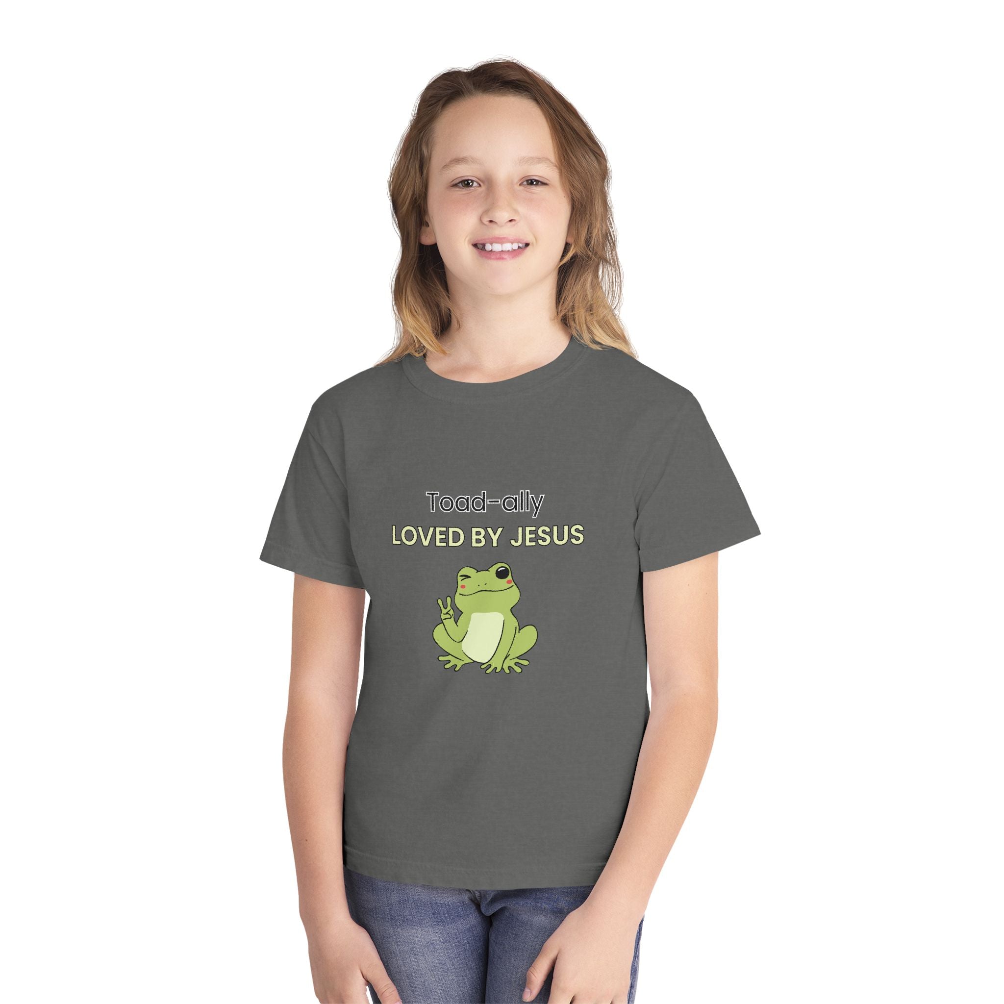 Kids Tee - "Toad-ally Loved by Jesus" Cute Frog Christian Youth T-Shirt
