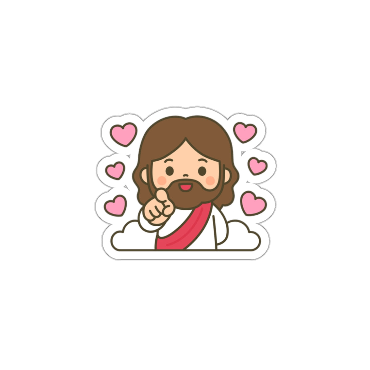 Cute Jesus Die-Cut Sticker — God Loves You Sticker with Hearts
