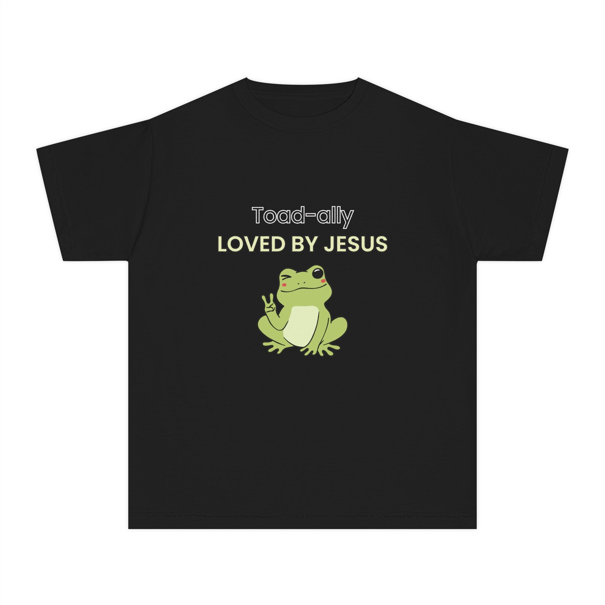 Kids Tee - "Toad-ally Loved by Jesus" Cute Frog Christian Youth T-Shirt