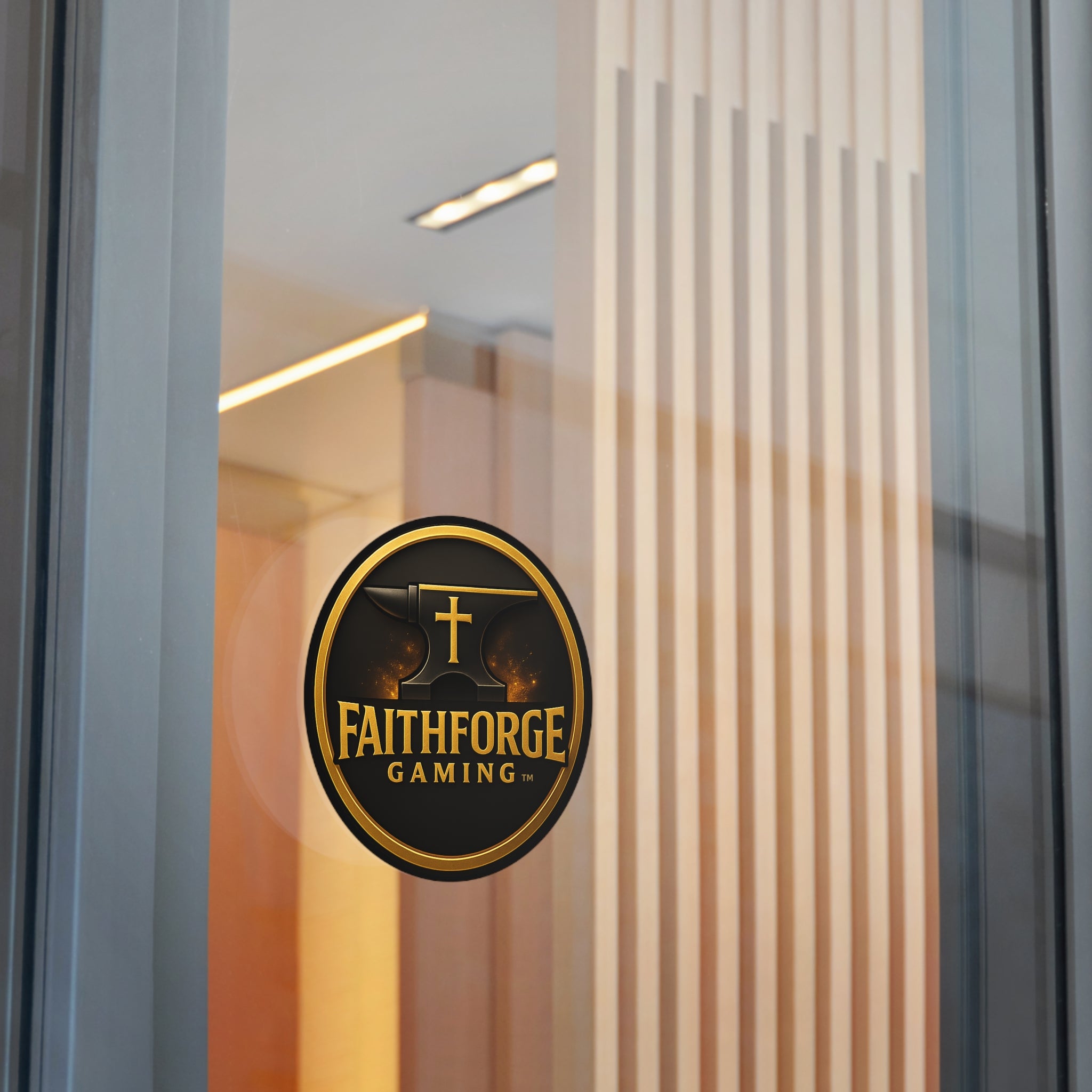 FaithForge Gaming Round Vinyl Sticker — Gold Anvil Round