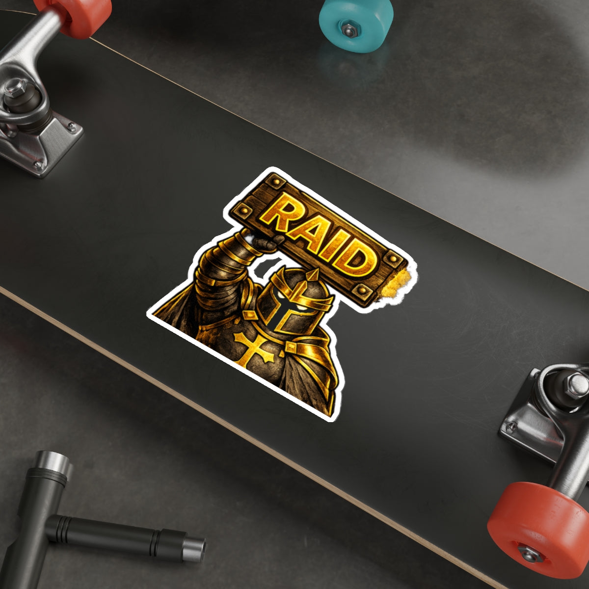 FaithForge Knight Raid Die-Cut Sticker — Water-resistant vinyl