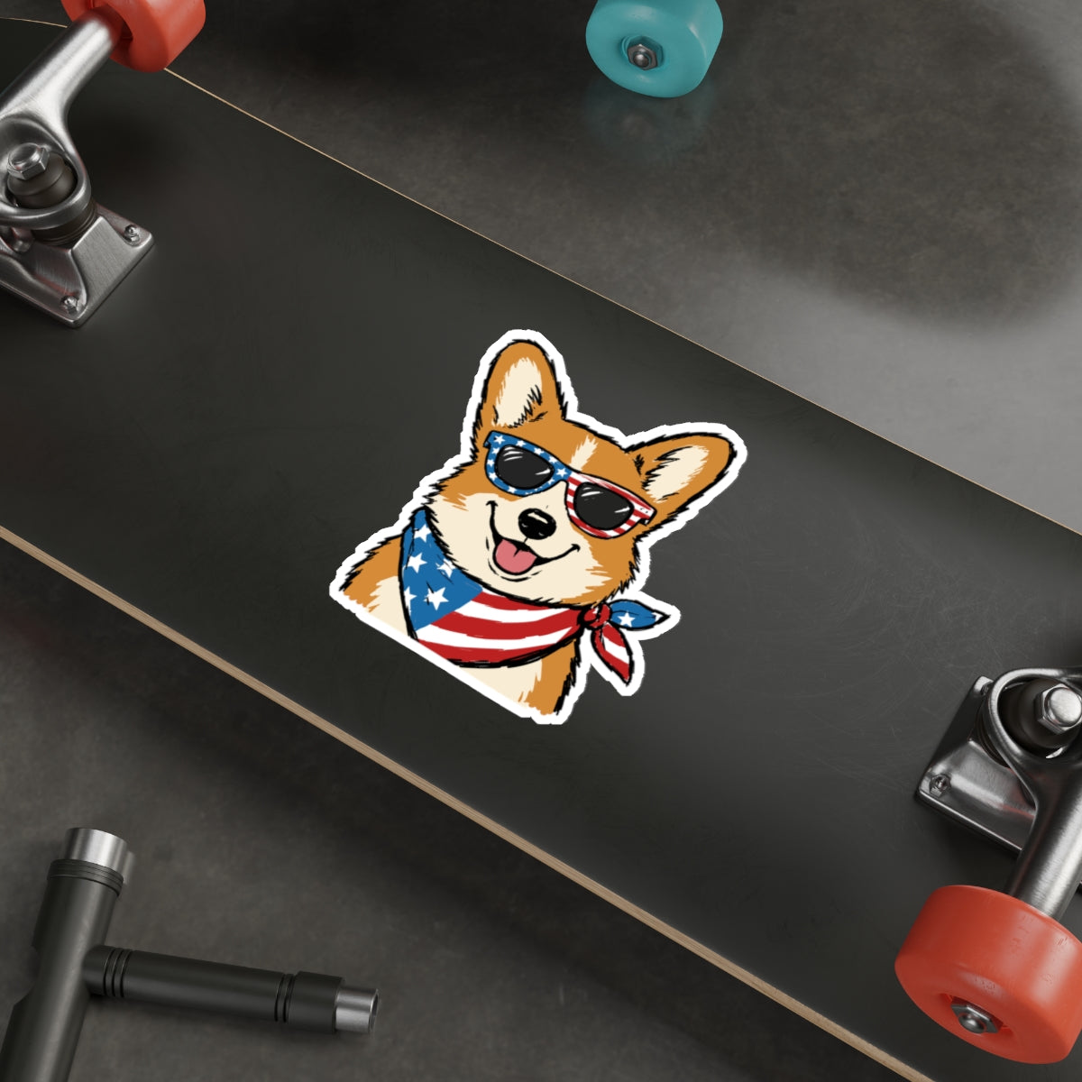 Patriotic Sticker Pack — Cool Corgi 4th of July Red White Blue Die-Cut Stickers