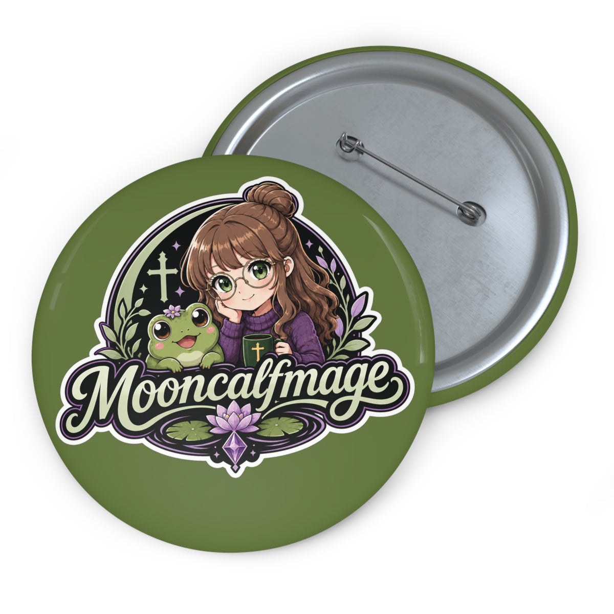 MOONCALFMAGE Mascot Pin Button — Custom Enamel-Style Badge