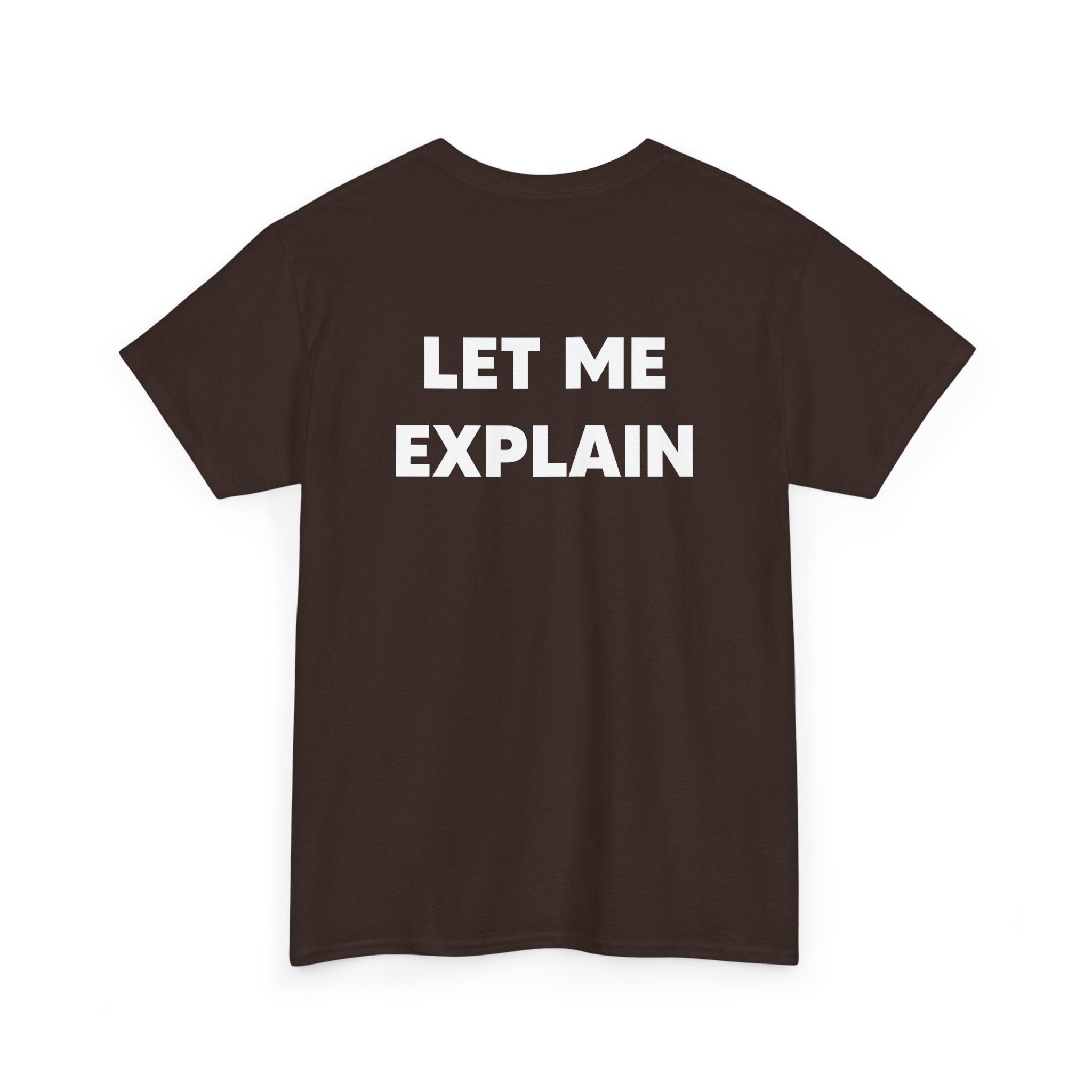 DoctorJSWAYS Let Me Explain T-Shirt — Minimal Logo Black Tee with Bold Back Text