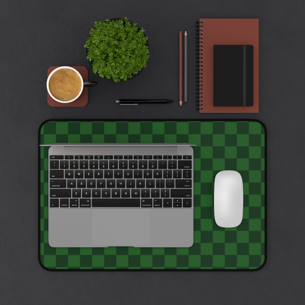 Green Checkerboard Desk Mat — Large Gaming/Office Mousepad