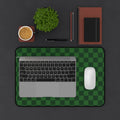 Green Checkerboard Desk Mat — Large Gaming/Office Mousepad