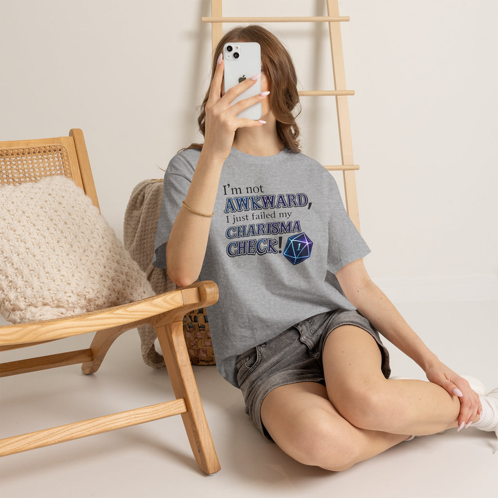 T-Shirt - "I’m Not Awkward, I Just Failed My Charisma Check" D20 RPG Tee