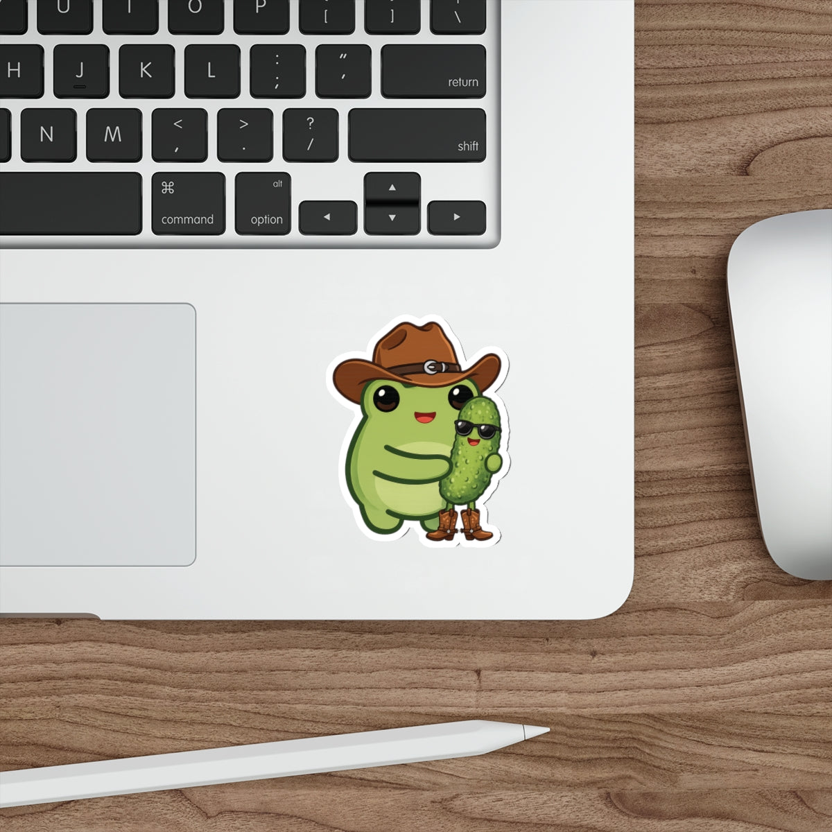 Cute Cowgirl Frog & Pickle Die-Cut Sticker —  Western Sticker