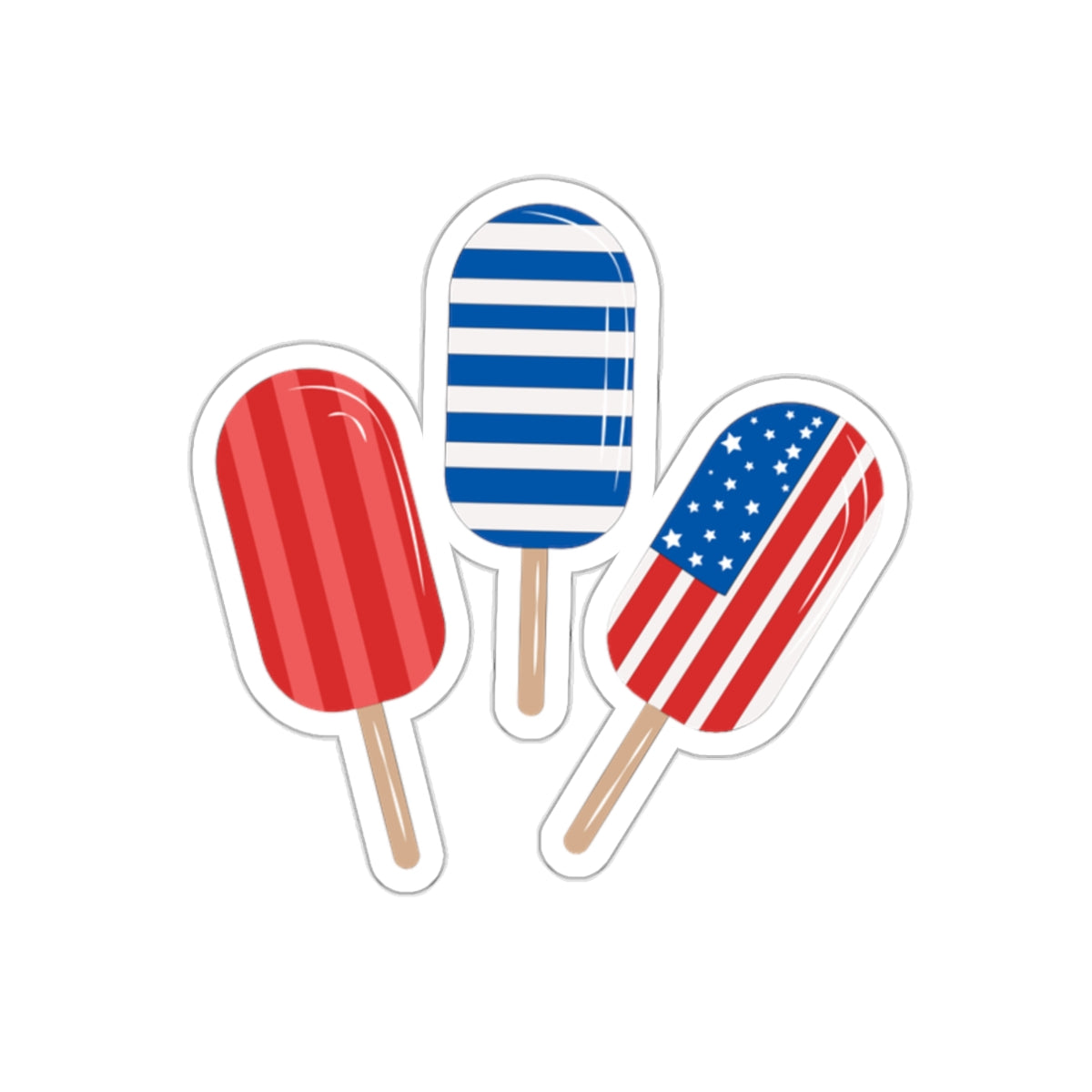 Patriotic Sticker Pack — Popsicle 4th of July Red White Blue Die-Cut Stickers