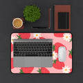 Strawberry Daisy Desk Mat — Cute Pink Floral Mouse Pad