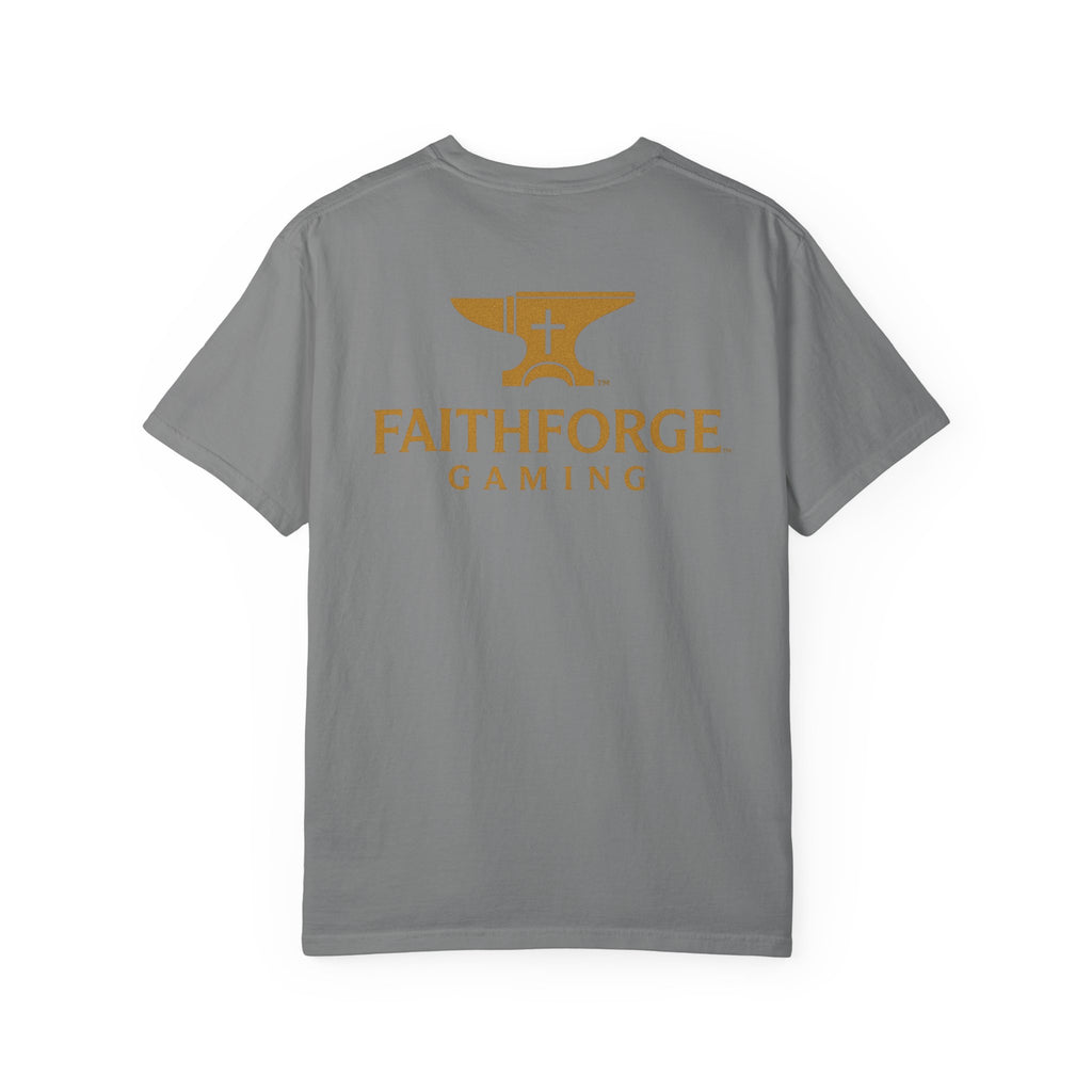 FaithForge Gaming T-Shirt — Logo Tee with Anvil & Cross (Christian Gamer Apparel)
