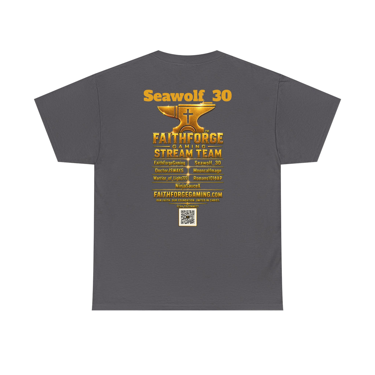 FaithForgeGaming Tee — FaithForge Stream Team Black Graphic T‑Shirt -Seawolf_30