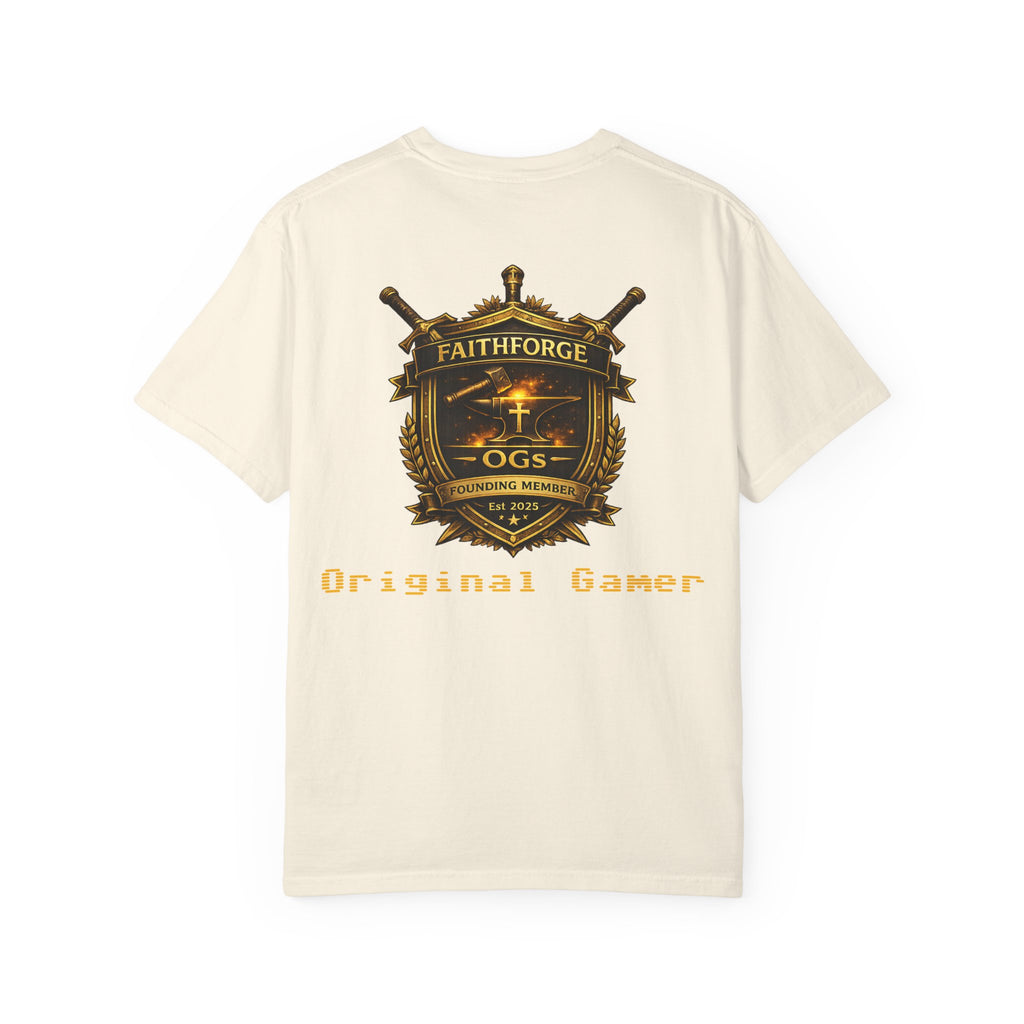 FaithForge OG Gaming T-Shirt — Logo Tee with Anvil & Cross (Christian Gamer Apparel)