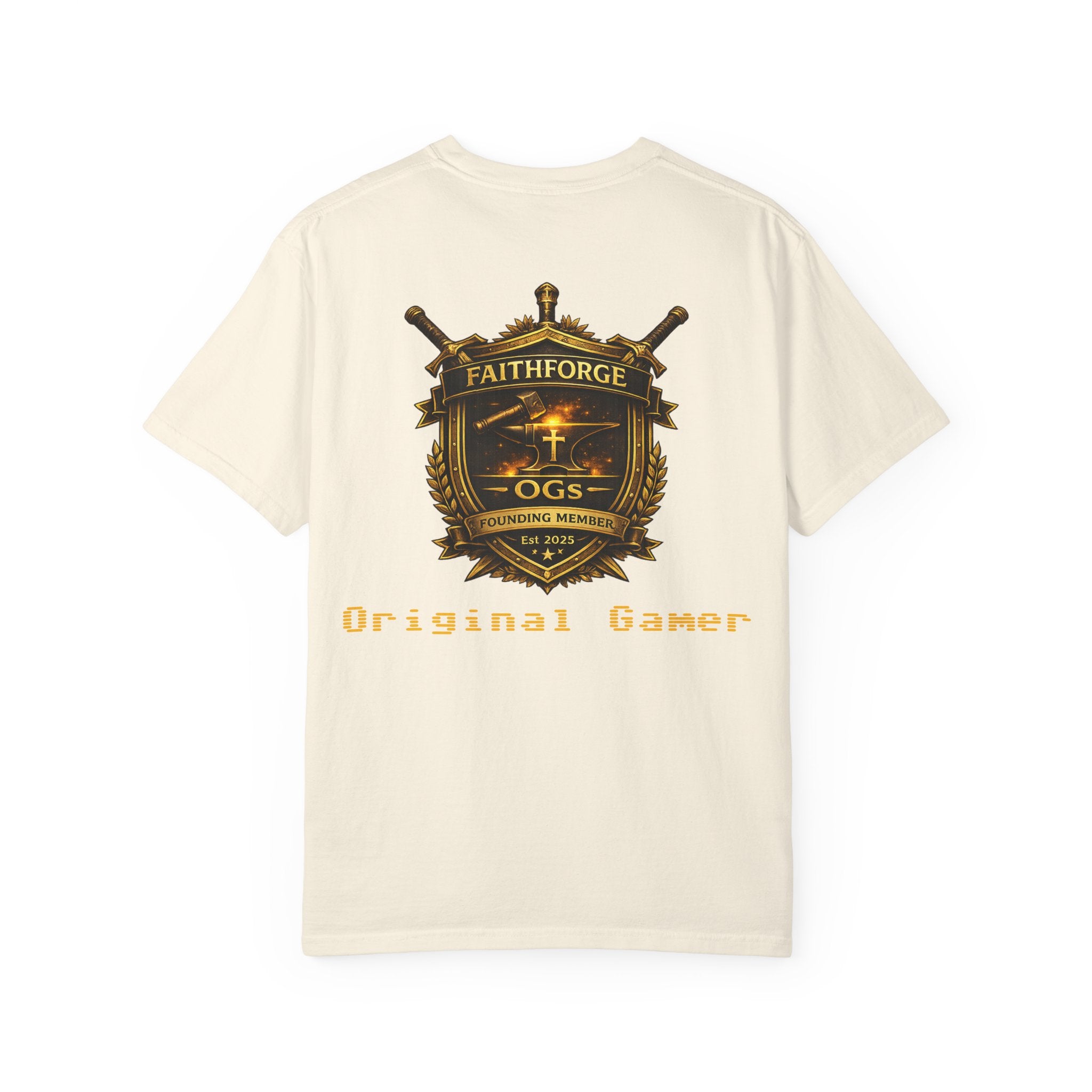 FaithForge OG Gaming T-Shirt — Logo Tee with Anvil & Cross (Christian Gamer Apparel)