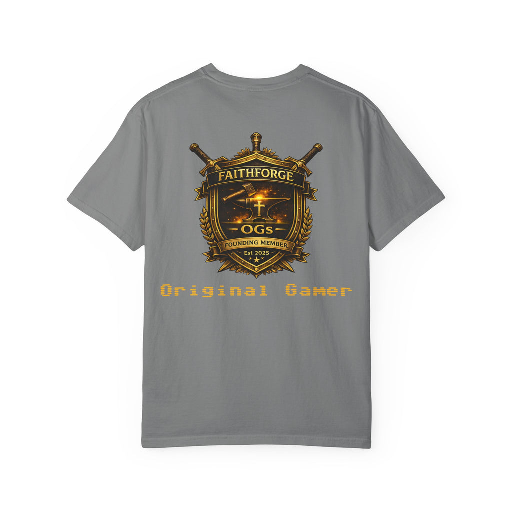 FaithForge OG Gaming T-Shirt — Logo Tee with Anvil & Cross (Christian Gamer Apparel)