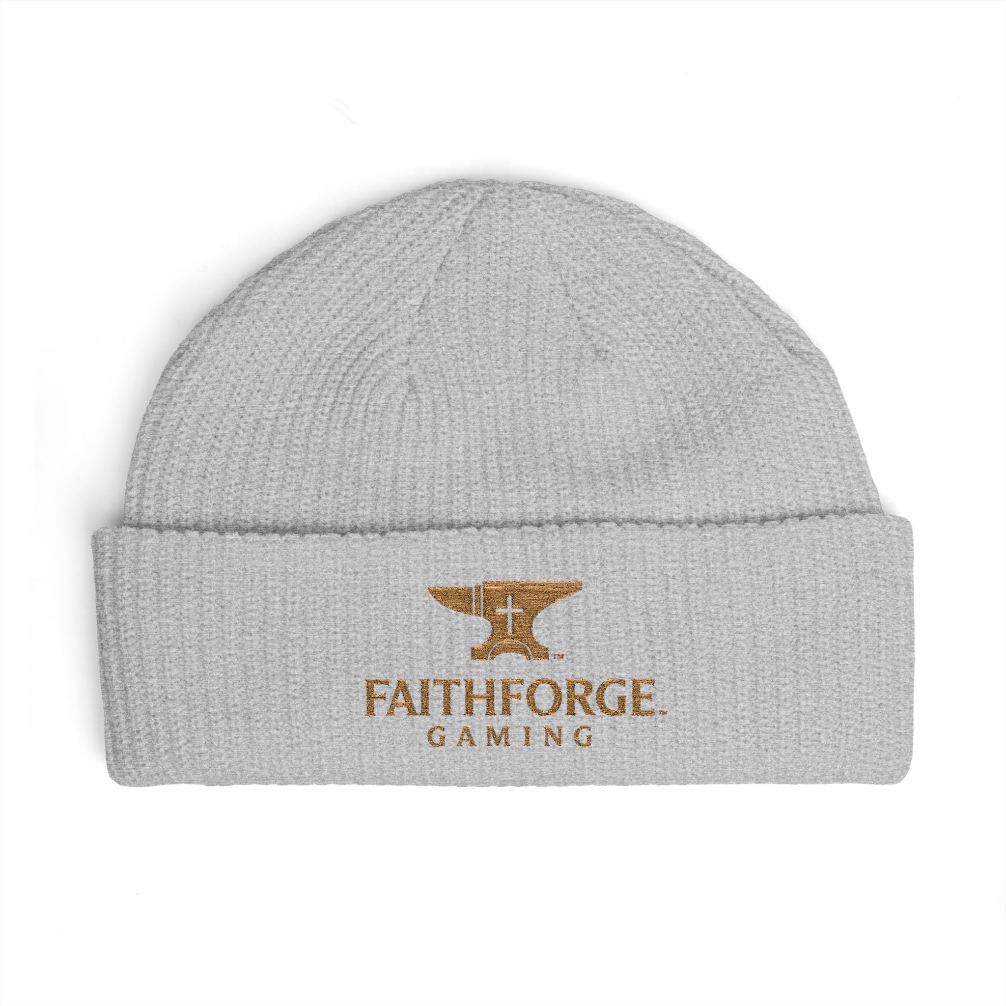 Faithforge Gaming Cuff Beanie — Embroidered Anvil Logo Knit Hat