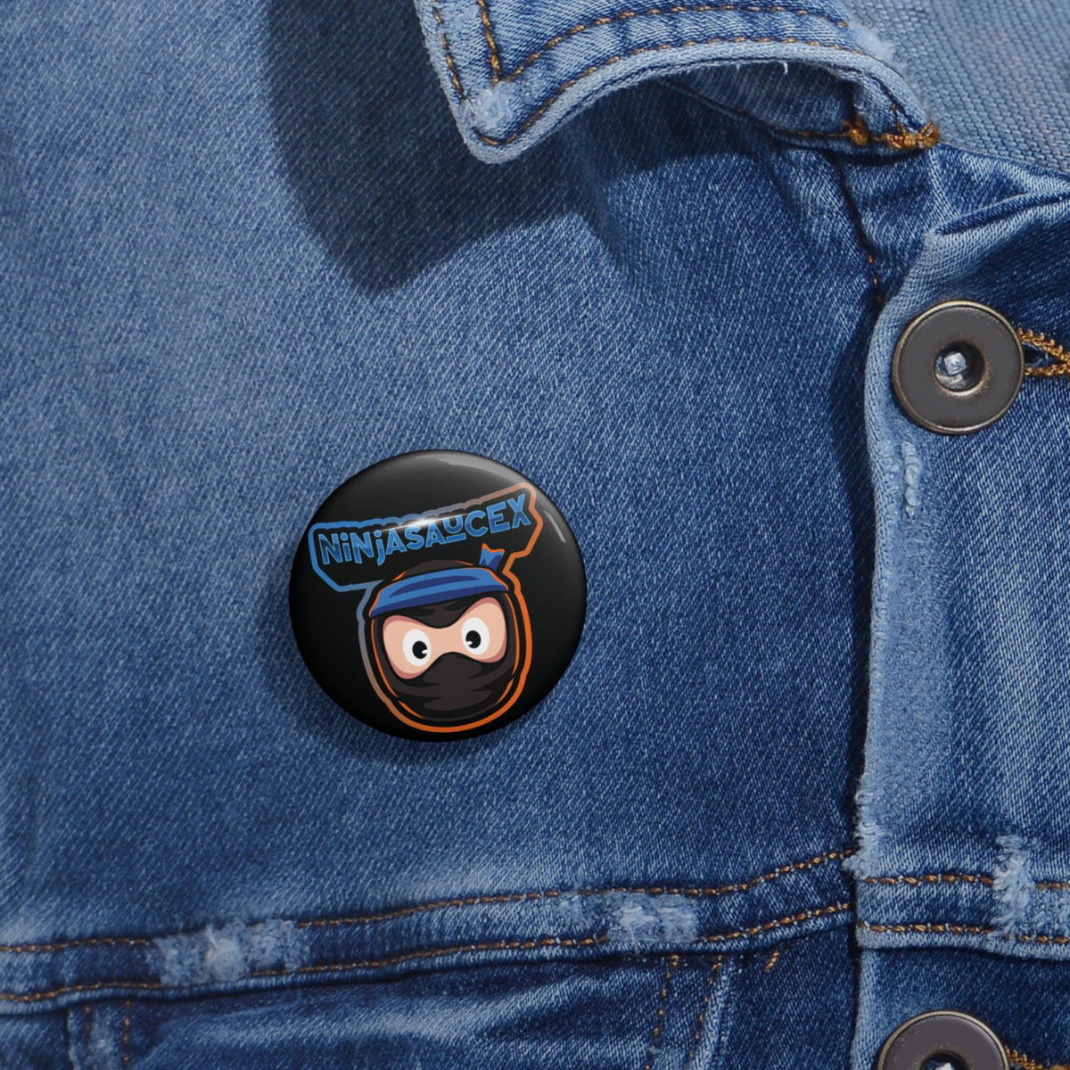 NinjaSauceX Mascot Pin Button — Custom Enamel-Style Badge
