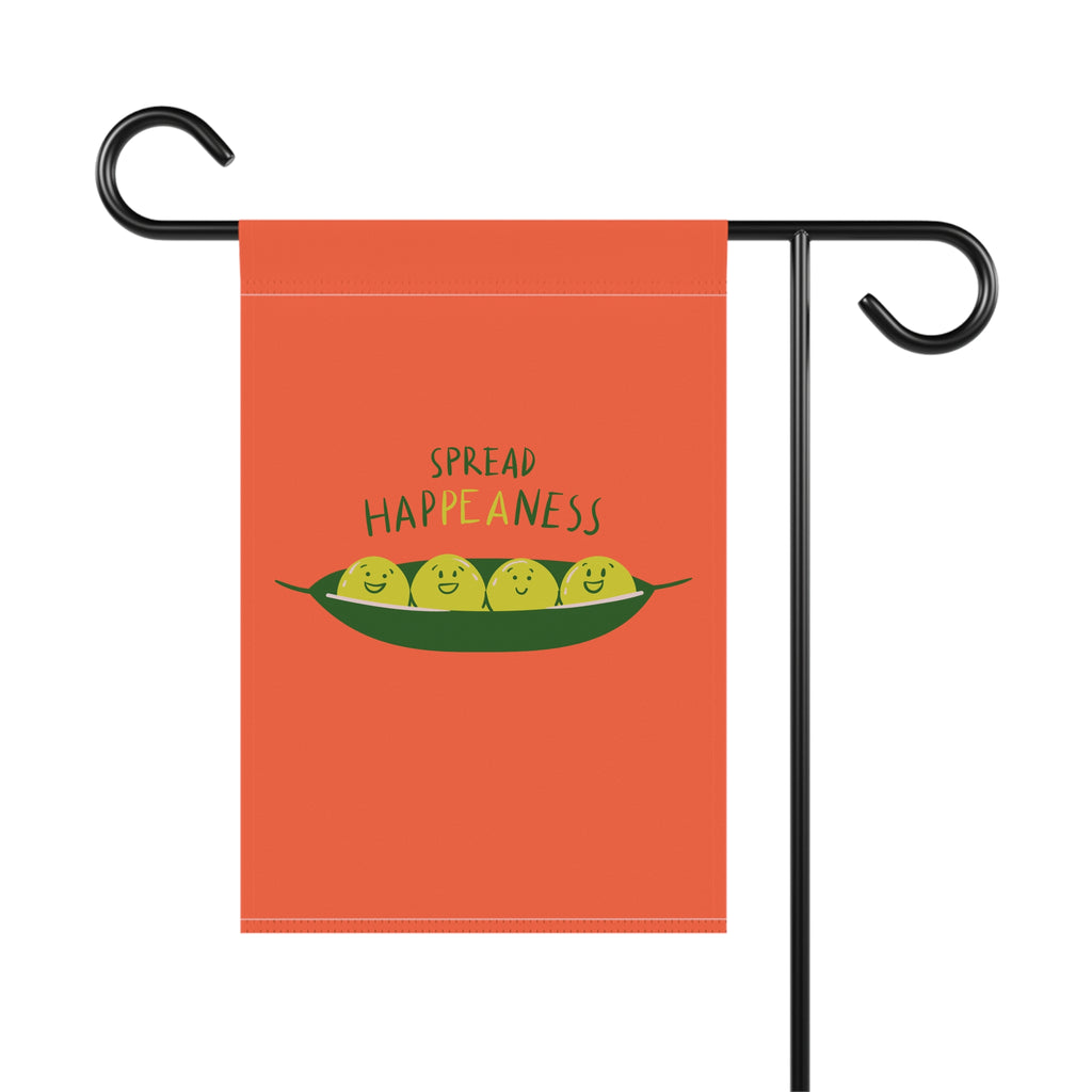Garden Flag - "Spread HappeaNess" Cute Pea Pod Decorative Yard Banner