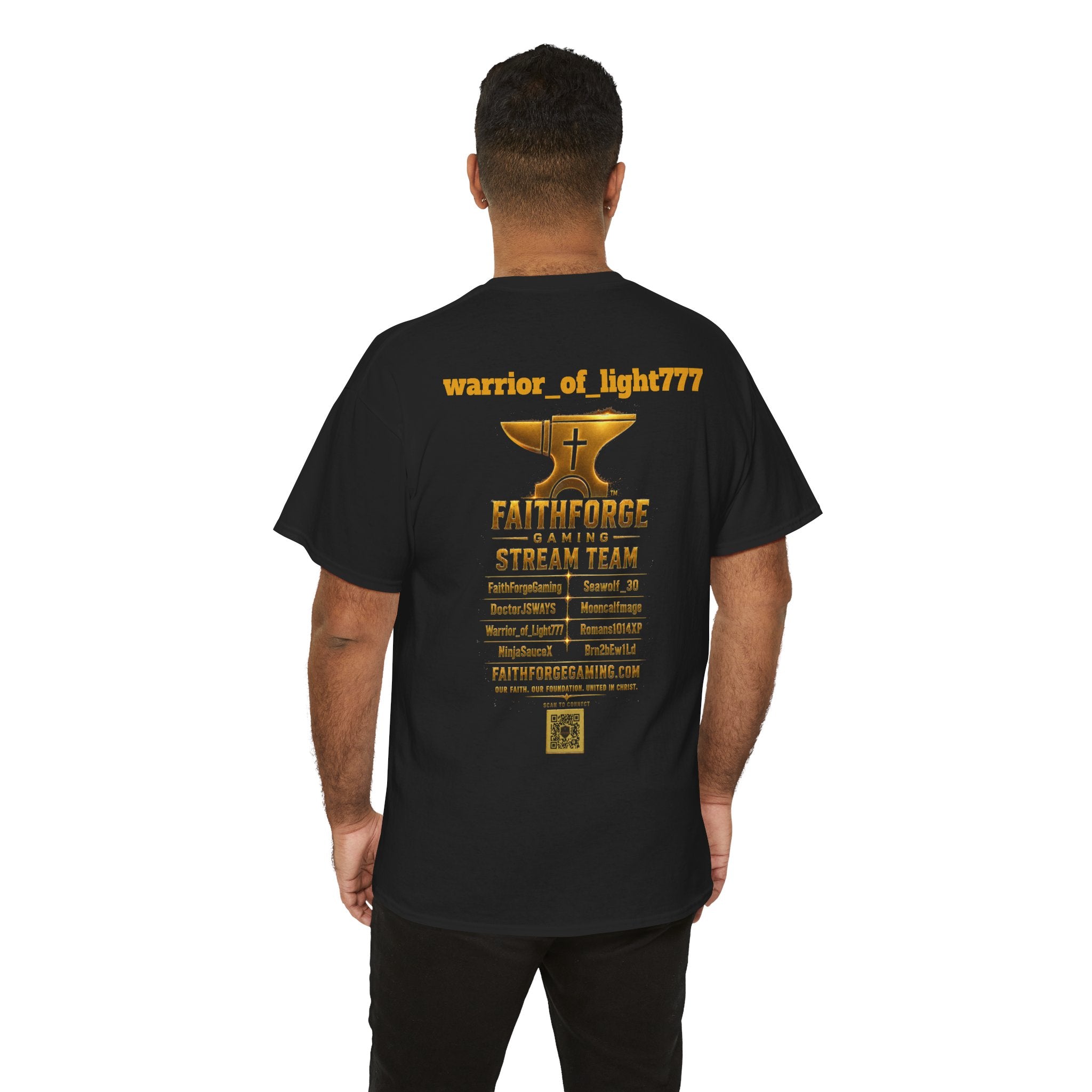 FaithForgeGaming Tee — FaithForge Stream Team Black Graphic T‑Shirt -warrior_of_light777