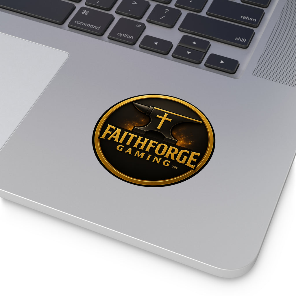 FaithForge Gaming Round Vinyl Sticker — Gold Anvil Round