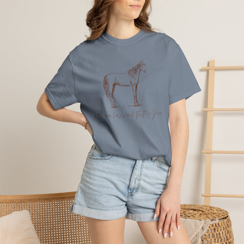Horse Sketch T‑Shirt — Minimalist Handwritten Quote Tee