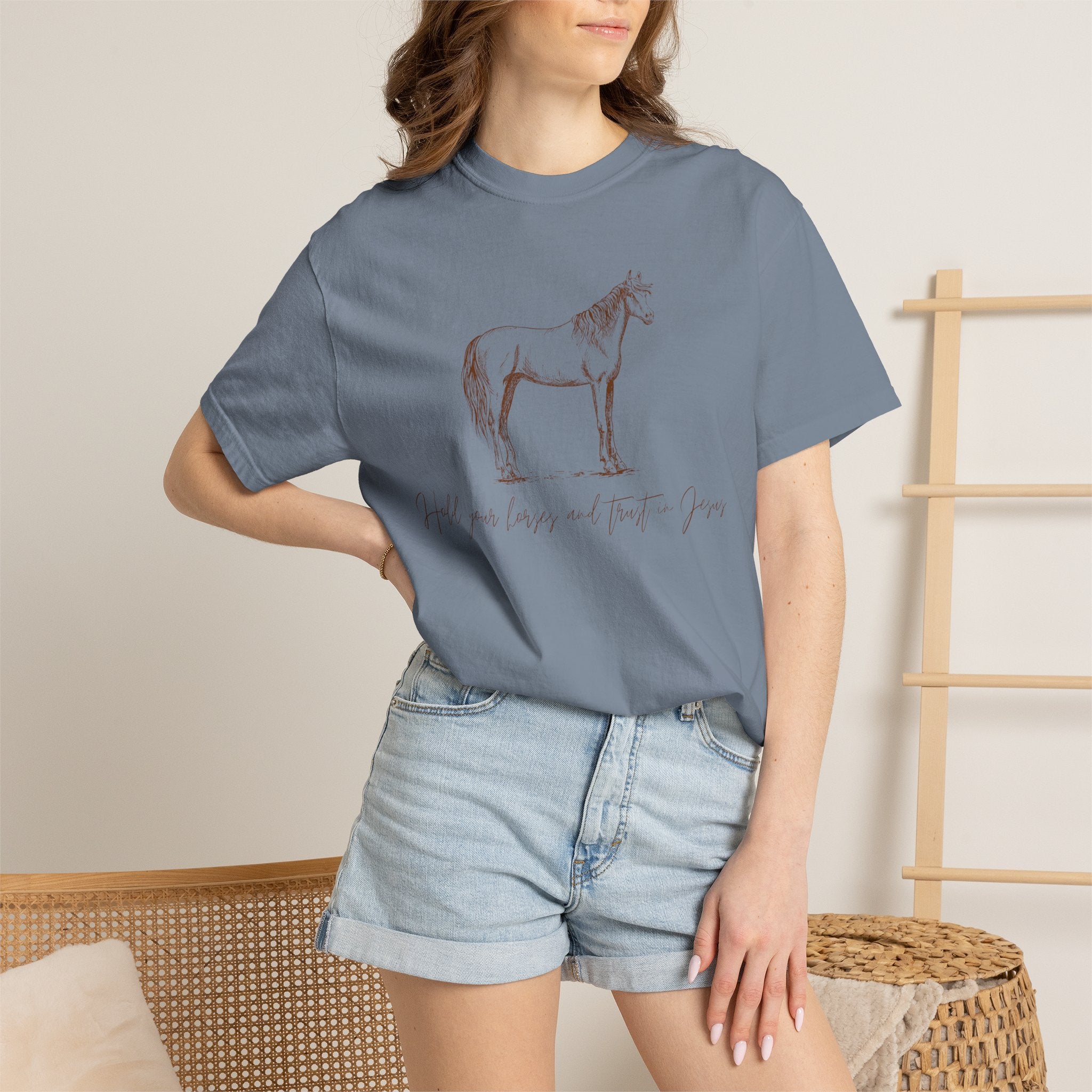 Horse Sketch T‑Shirt — Minimalist Handwritten Quote Tee