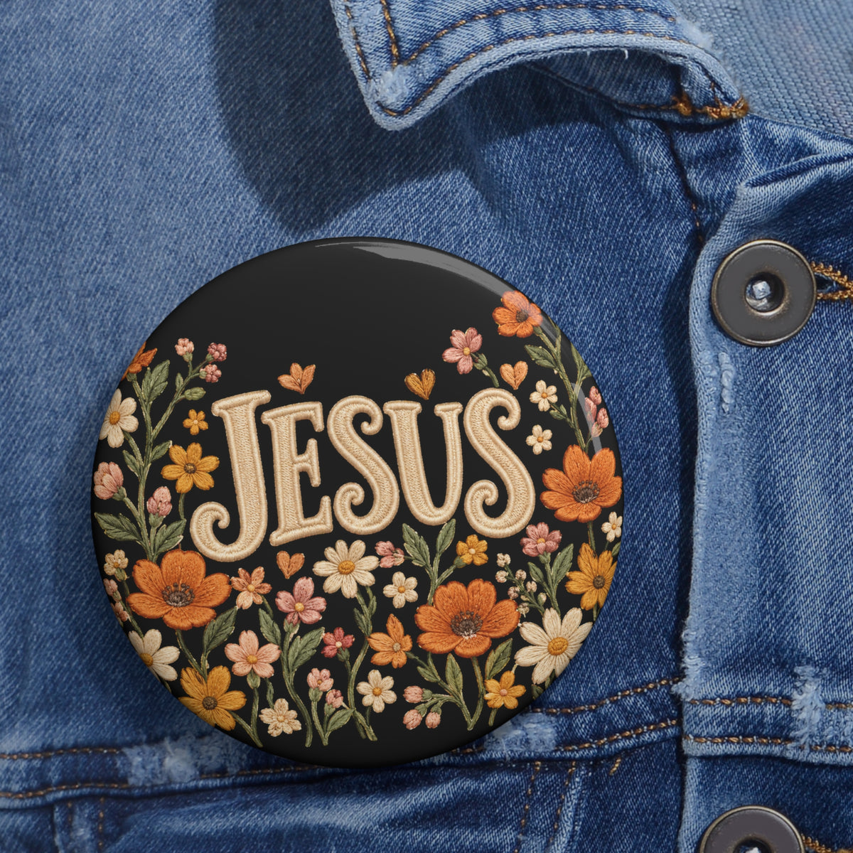 Jesus Floral Pin Button — Christian Faith Gospel Lapel Pin