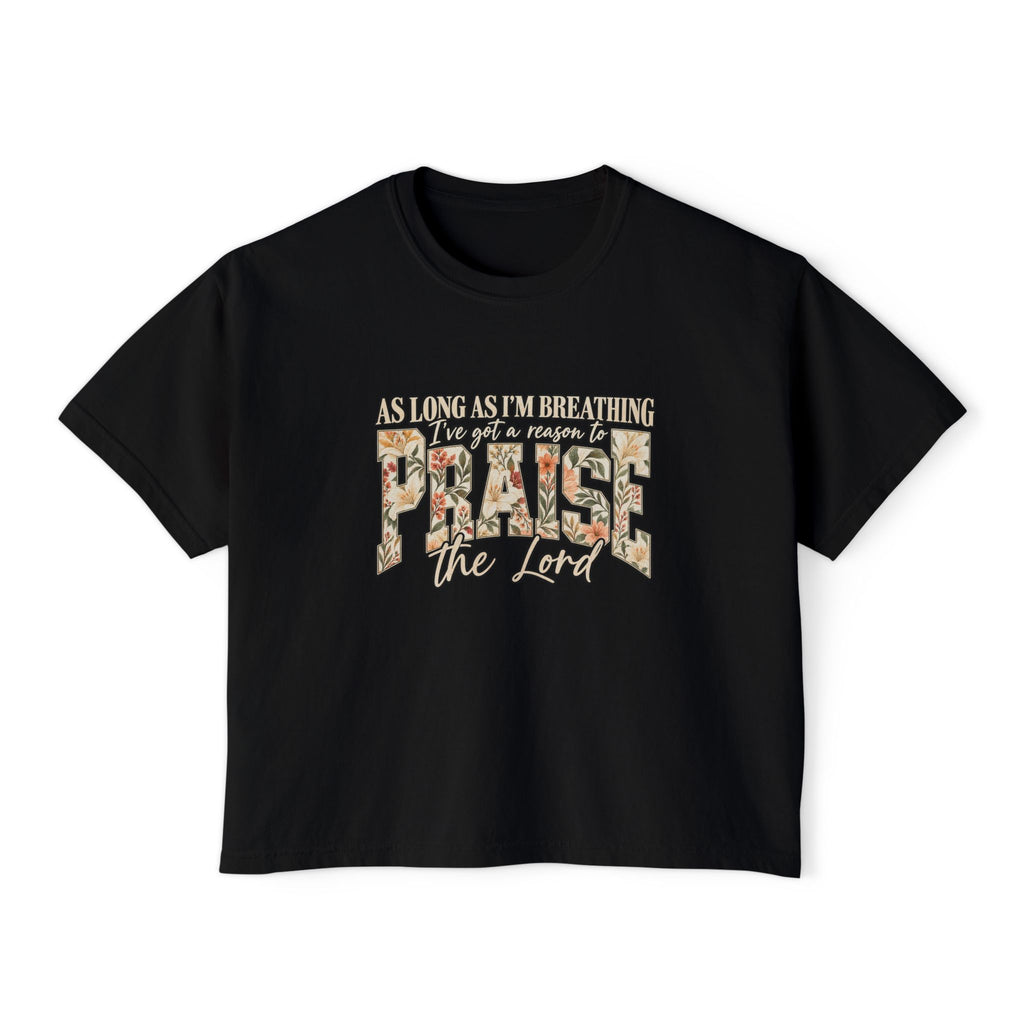Women's Boxy Tee – Floral “Praise” Graphic Shirt
