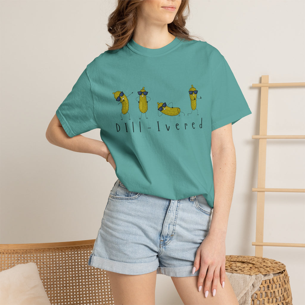 Dill-Livered Pickle Pun T-Shirt — Funny Pickle Lover Tee