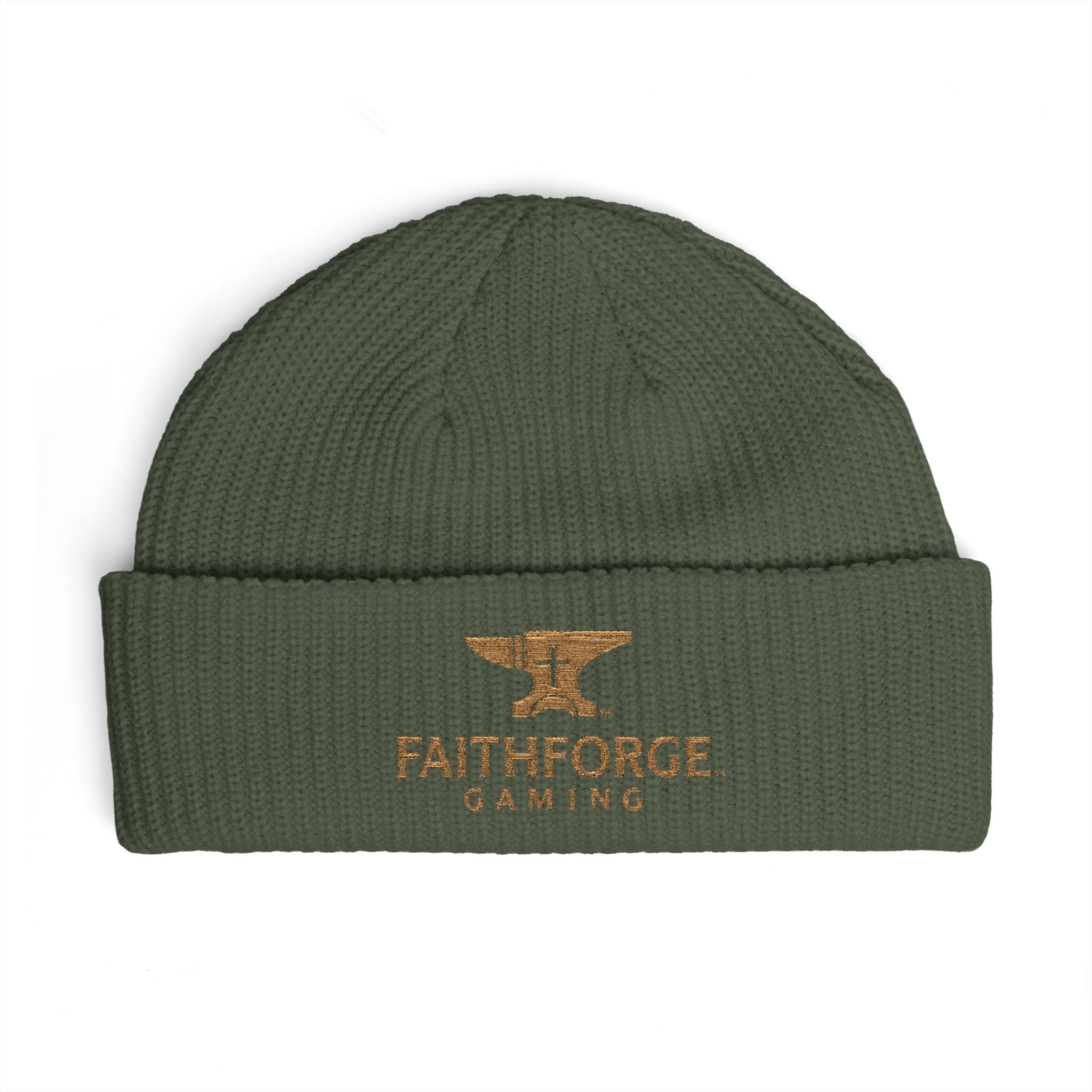 Faithforge Gaming Cuff Beanie — Embroidered Anvil Logo Knit Hat