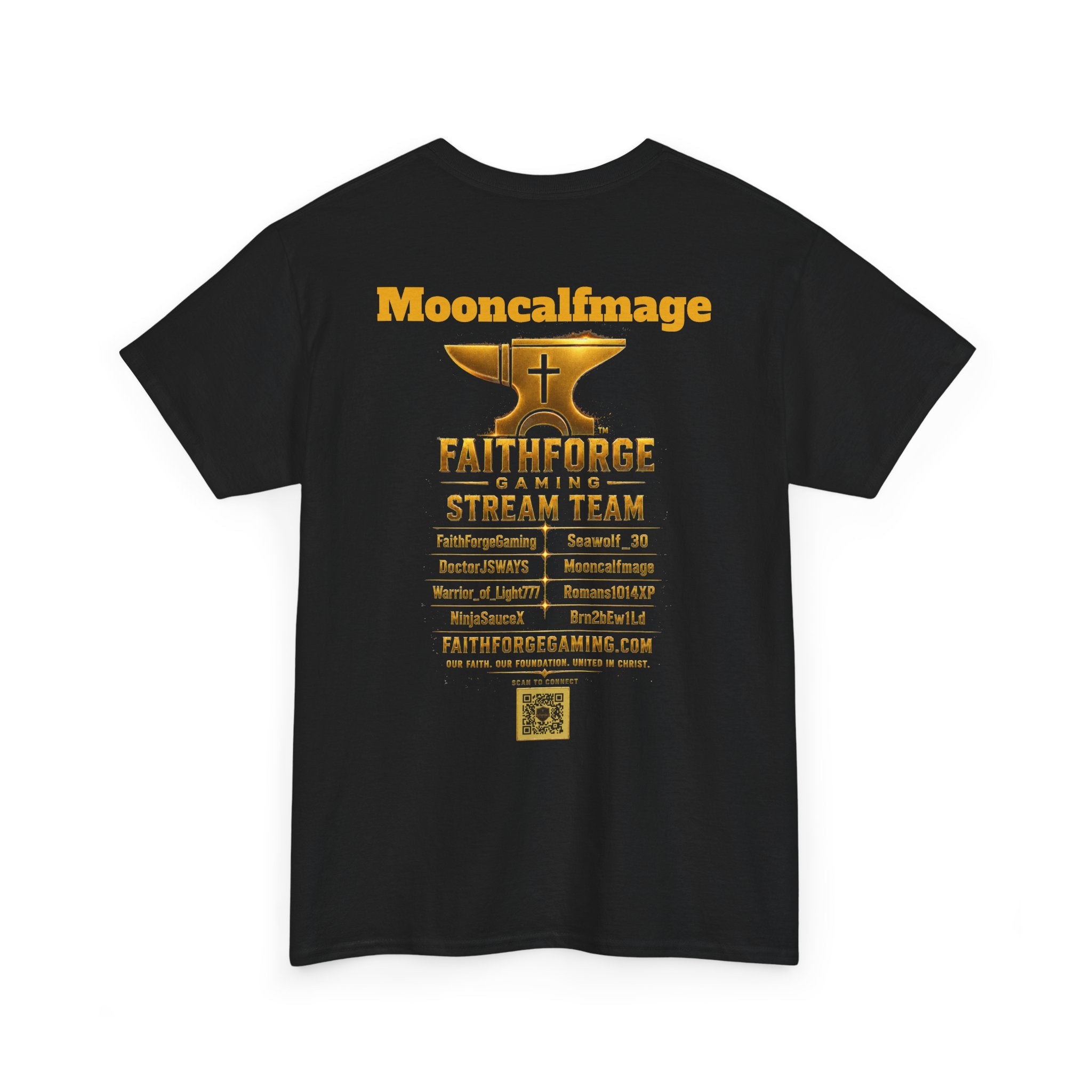 FaithForgeGaming Tee — FaithForge Stream Team Black Graphic T‑Shirt -Mooncalfmage