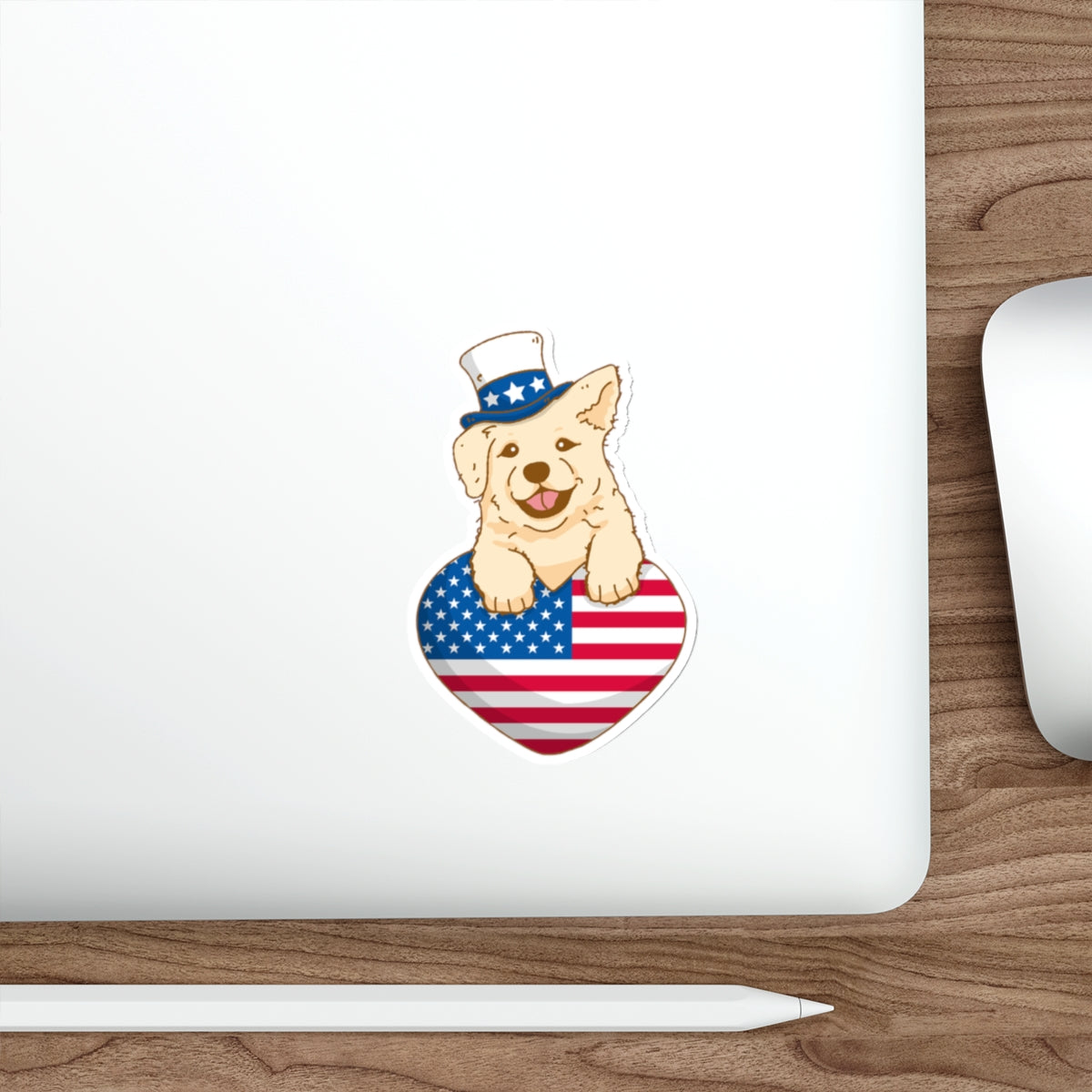 Patriotic Sticker Pack — Puppy USA heart 4th of July Red White Blue Die-Cut Stickers