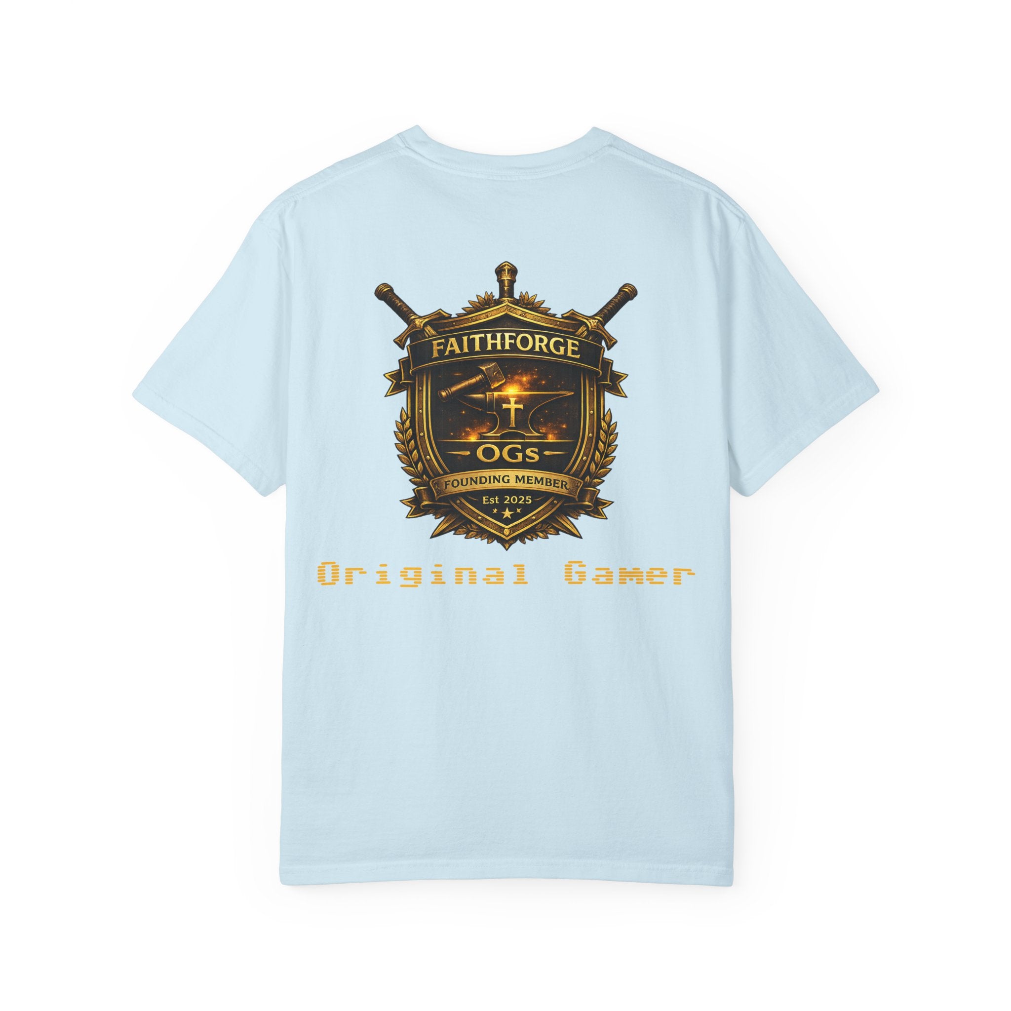 FaithForge OG Gaming T-Shirt — Logo Tee with Anvil & Cross (Christian Gamer Apparel)