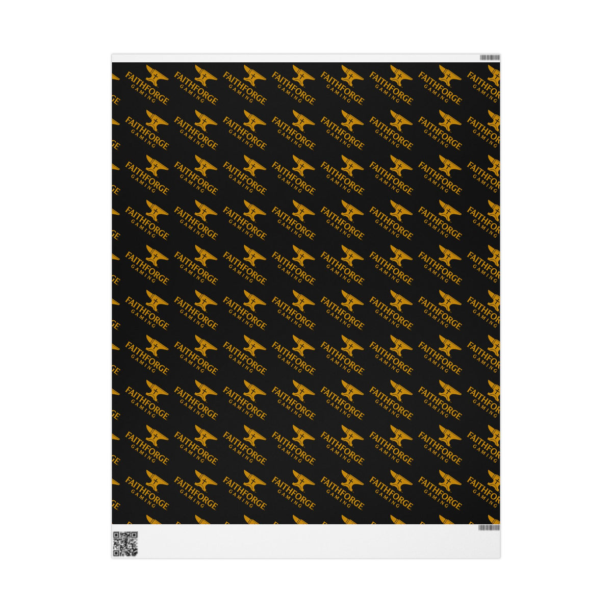 FFG Logo Wrapping Paper – Black & Gold "Faithforge Gaming" Design