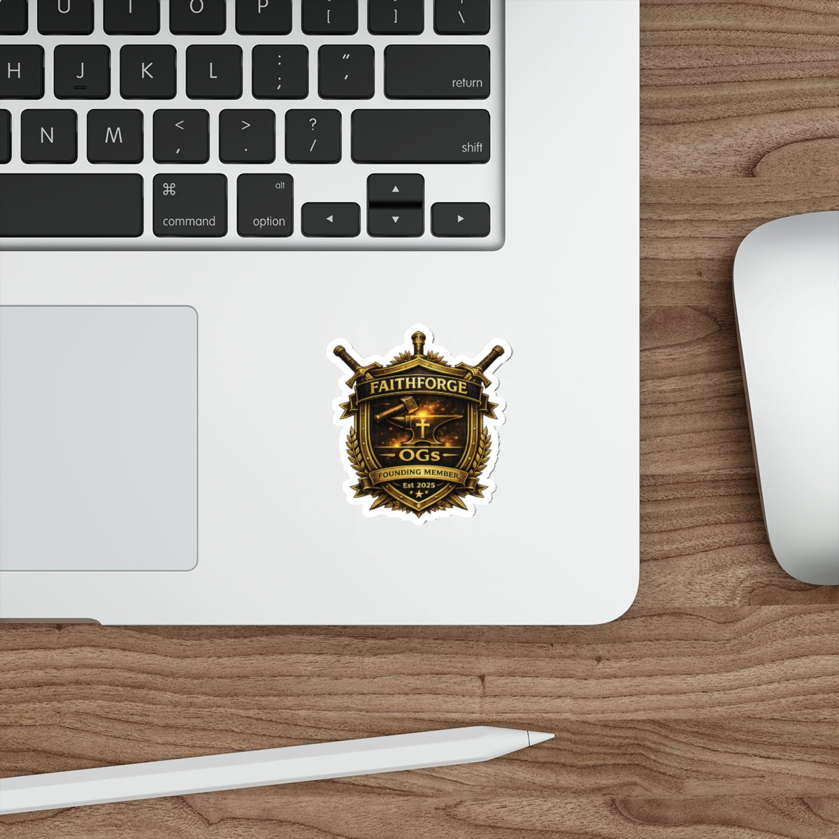 Copy of Indoor Faithforge Gaming Shield Die-Cut Sticker — Anvil & Cross OG Logo