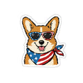 Patriotic Sticker Pack — Cool Corgi 4th of July Red White Blue Die-Cut Stickers