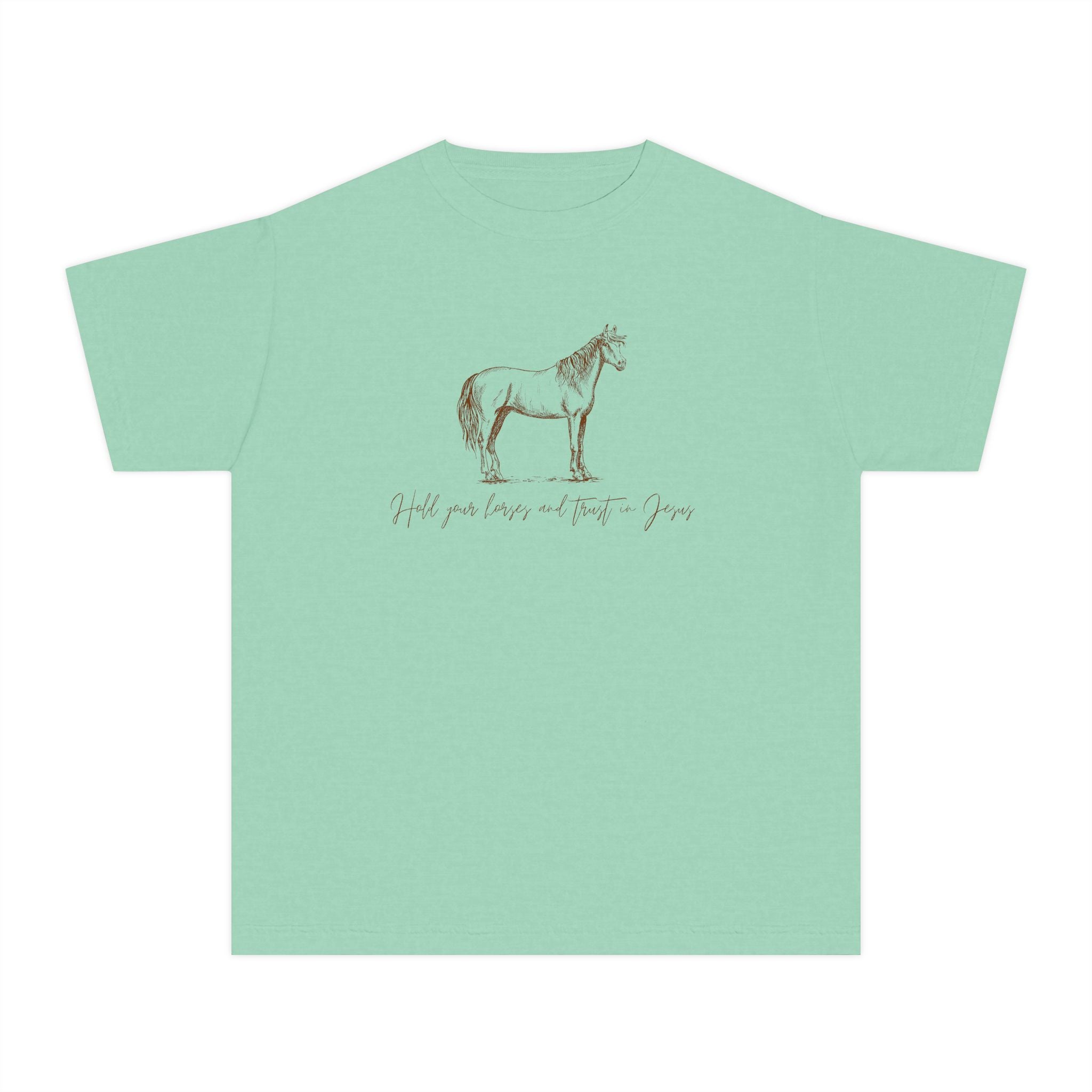 Youth Horse Sketch Tee – "Hold your horses and the pasture" Graphic T-Shirt