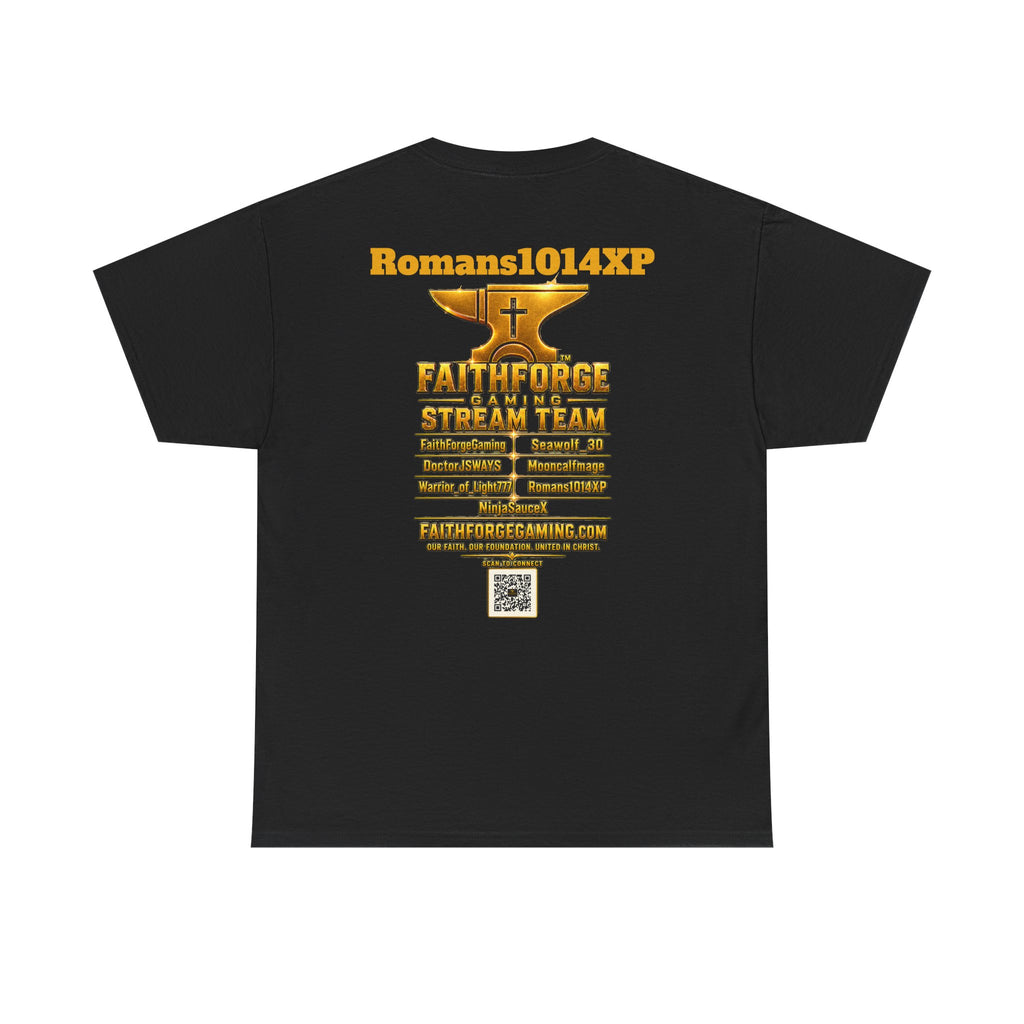 FaithForgeGaming Tee — FaithForge Stream Team Black Graphic T‑Shirt -Romans1014XP