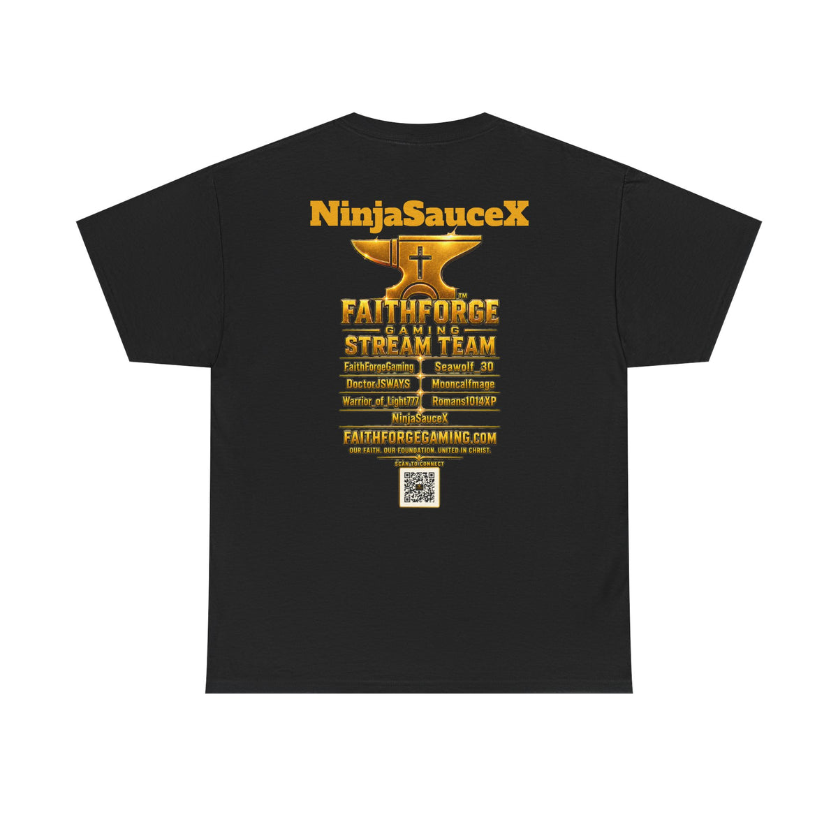 FaithForgeGaming Tee — FaithForge Stream Team Black Graphic T‑Shirt -NinjaSauceX