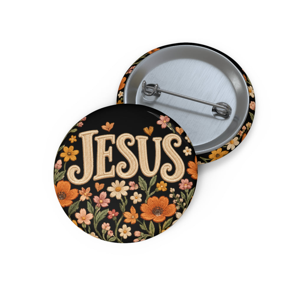 Jesus Floral Pin Button — Christian Faith Gospel Lapel Pin